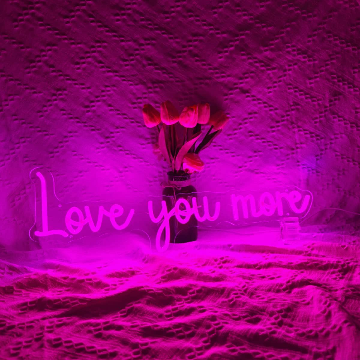 Letrero de neón con texto en inglés Love You More, letreros de neón para decoración de pared, letreros LED de neón alimentados por USB para