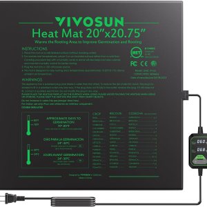 VIVOSUN Alfombrilla térmica de 20 x 20.75 pulgadas con controlador de temperatura integrado, certificado UL y MET, almohadilla térmica impermeable VIVOSUN Alfombrilla térmica de 20 x 20.75 pulgadas con controlador de temperatura integrado, certificado UL y MET, almohadilla térmica impermeable