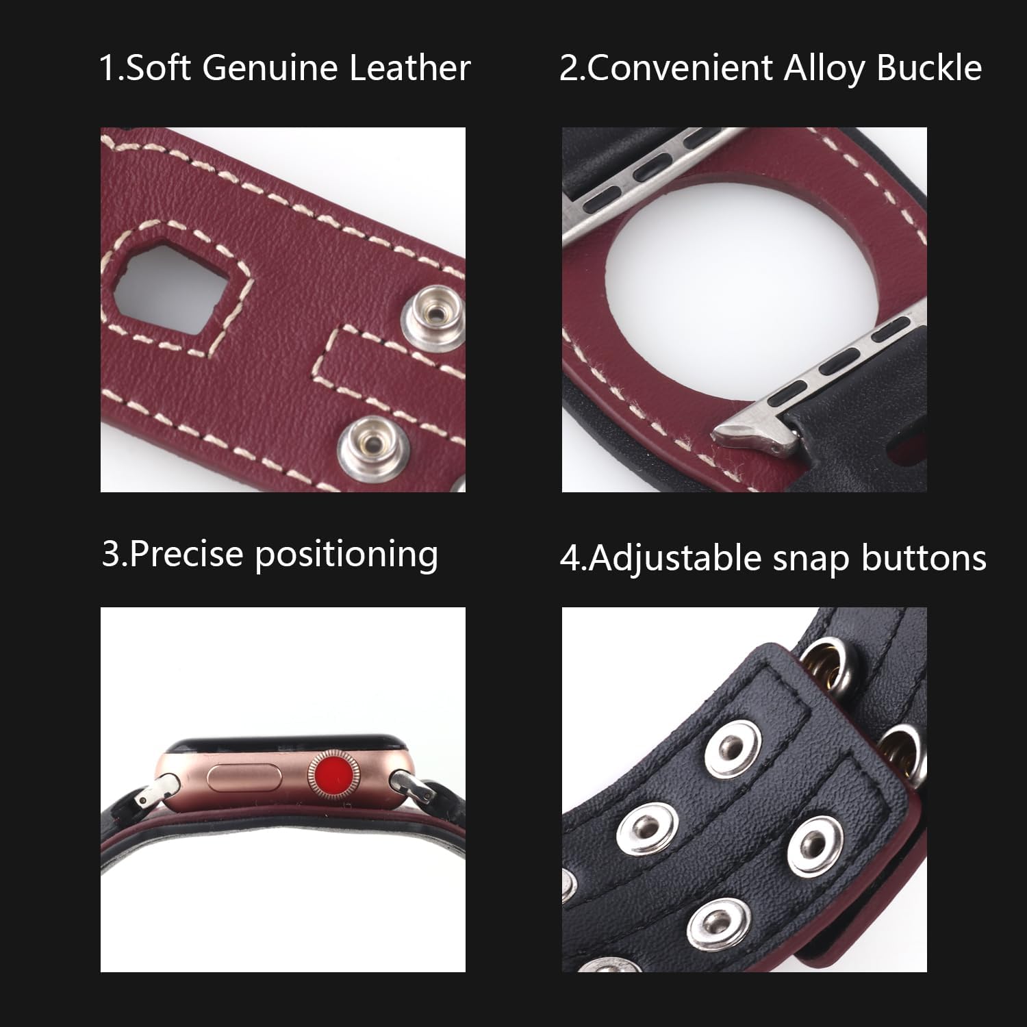 VIQIV Leather Bands Compatible with Apple Watch 49mm 45mm 44mm 42mm 41mm 40mm 38mm Ultra 2 Band Men Women, Vintage Genuine Leather Wristband