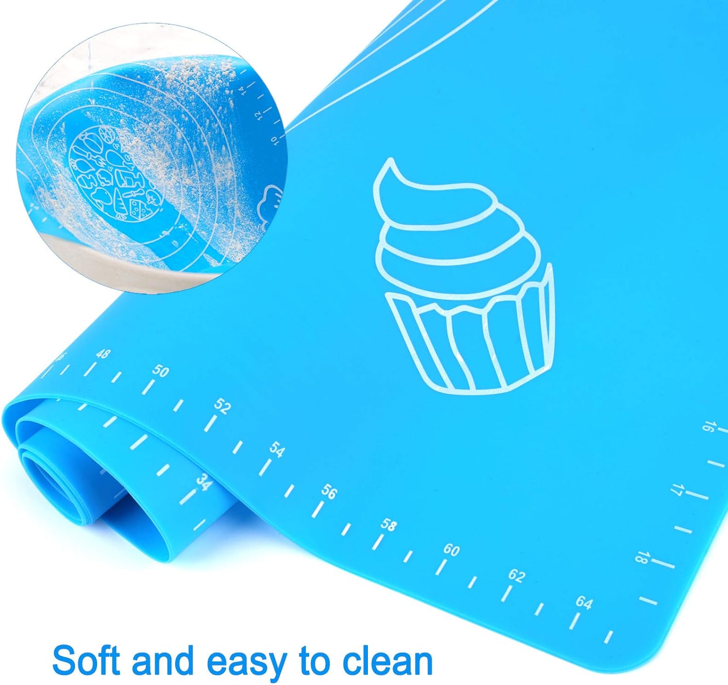 Tapete de silicona para hornear de 27.6 x 19.7 pulgadas con medición, tapete antideslizante para repostería, tapete antiadherente para amasar masa,