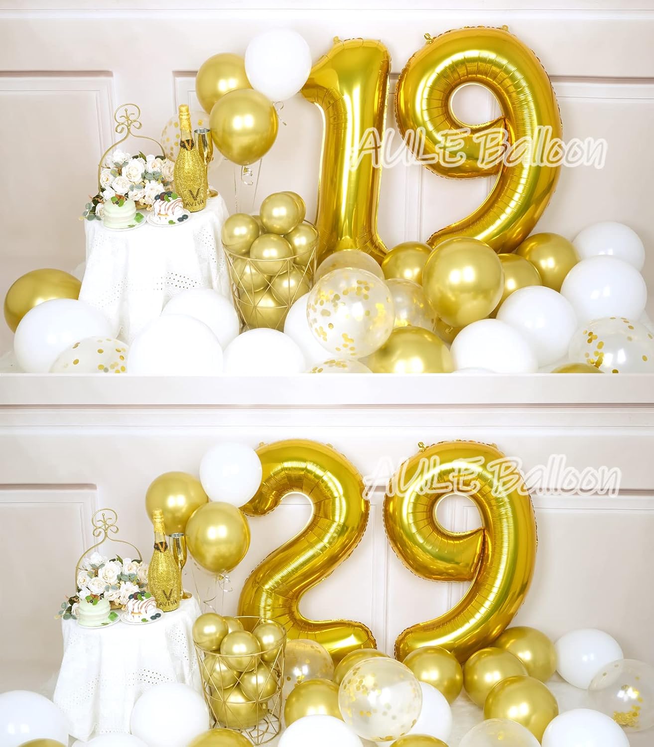 AULE Globos dorados grandes de 40 pulgadas con número 9, globos de helio de aluminio grandes del 0 al 9, decoraciones gigantes de fiesta de 9