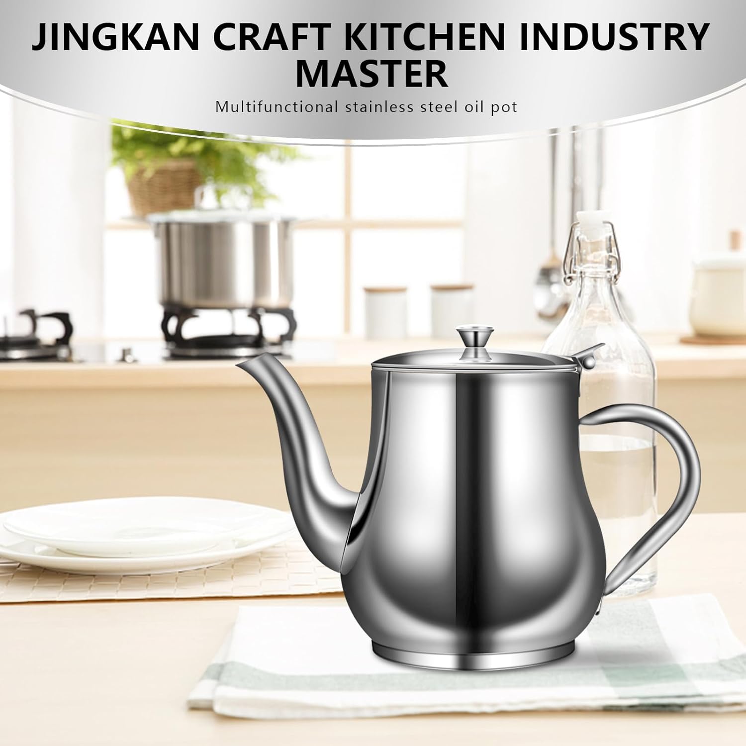 Lata de grasa para cocina con colador, contenedor de almacenamiento de aceite para cocina, colador de grasa de acero inoxidable para cocina con