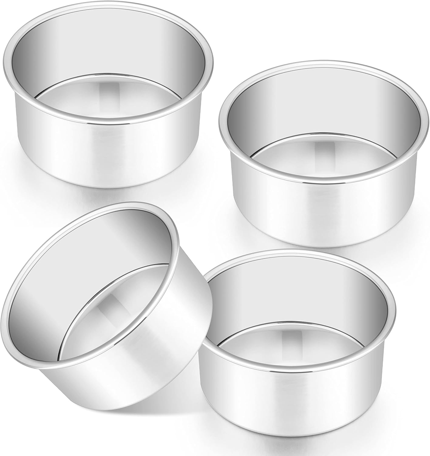 Homikit Juego de 4 moldes para tartas de 4 pulgadas, de acero inoxidable, redondos, para hornear, cumpleaños, boda, capa de tartas, juegos de moldes