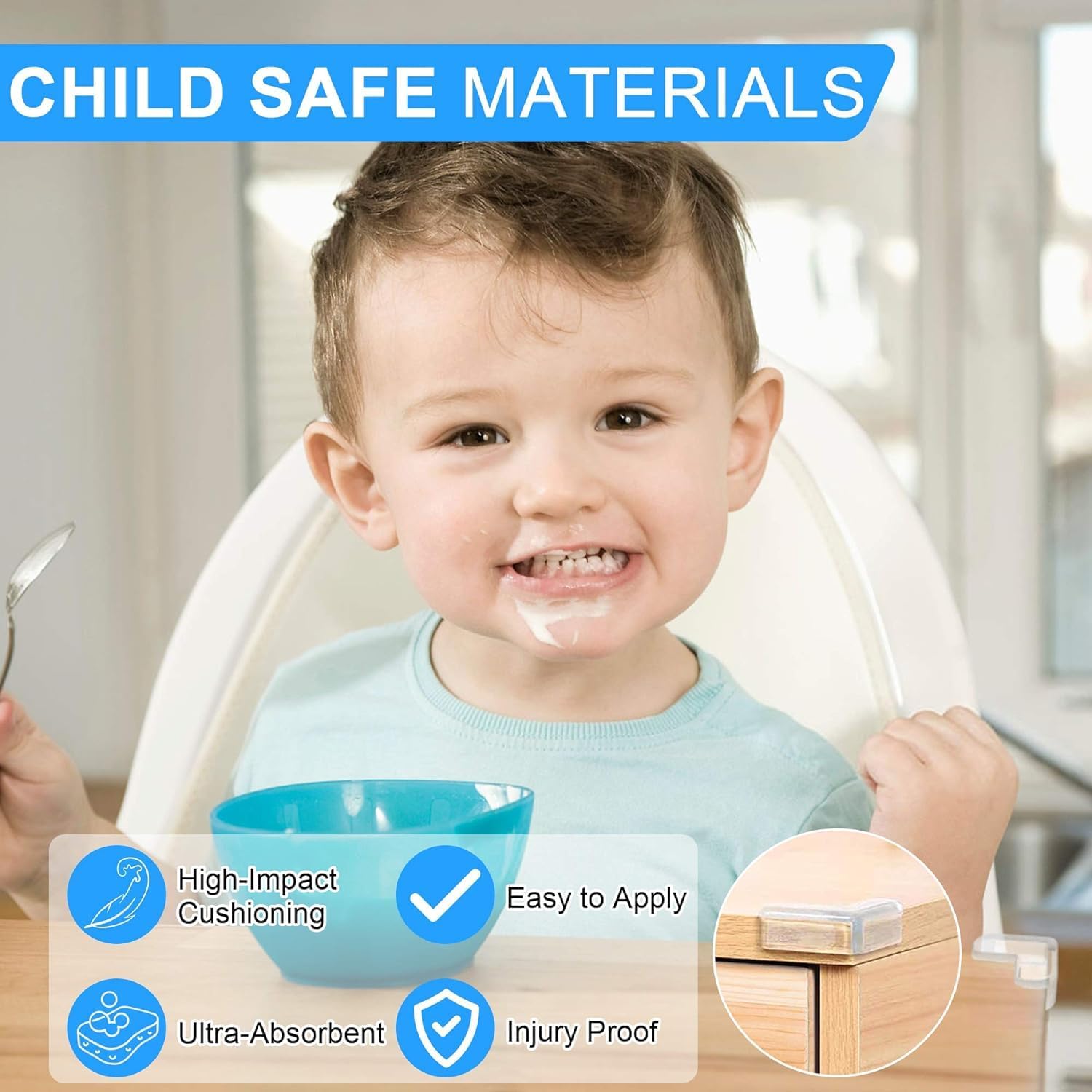 Protector de esquina, paquete de 16 protectores de esquina a prueba de bebés, los mejores protectores de borde de mesa transparentes para mantener