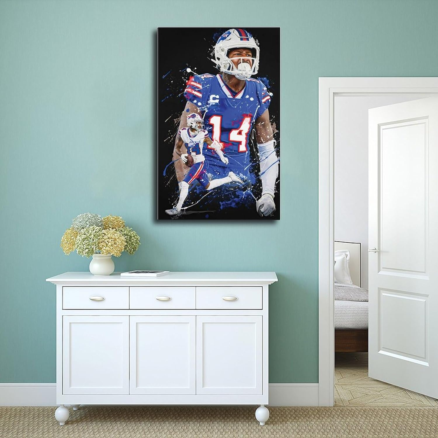 BAVIEN Stefon Diggs – Póster de arte de fútbol, arte de pared, pintura impresa para sala de estar, dormitorio, sin marco 12 x 18 pulgadas (11.8 x