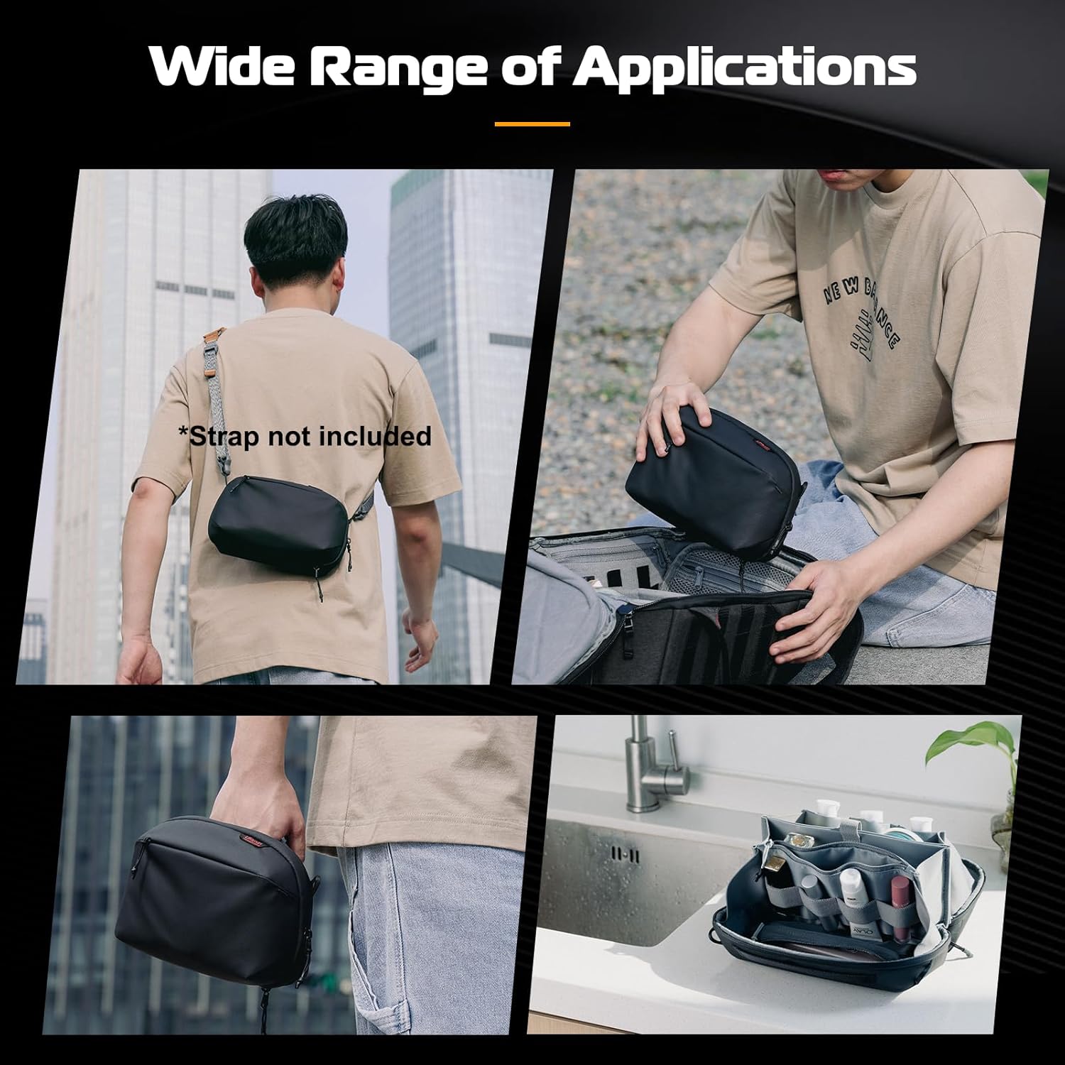 ULANZI Traker Tech Pouch Pro, BP07 Traker Bolsa de almacenamiento de 2.5 L, organizador de electrónica, bolsa de asa de accesorios de viaje