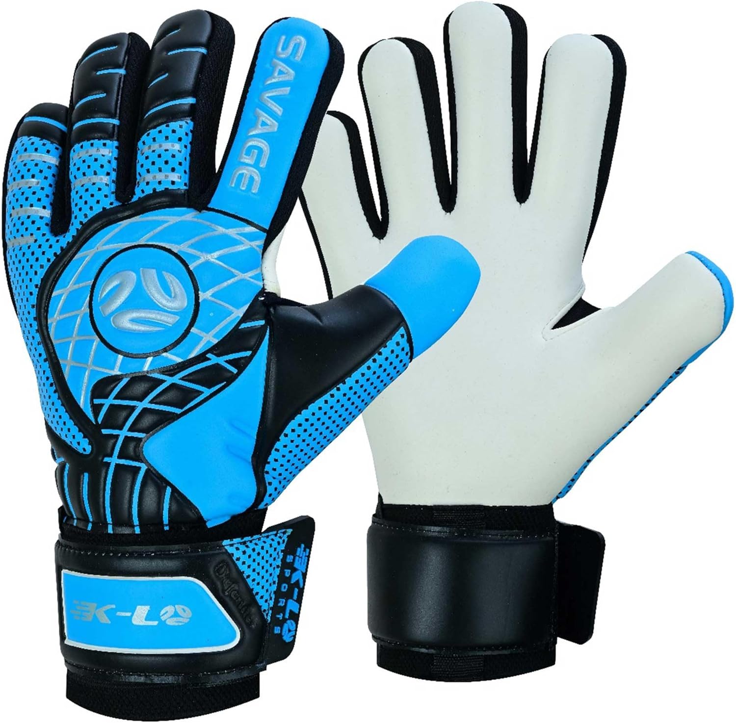 K-LO Guantes de portero Guantes de portero de fútbol Savage Rise (unisex, juvenil, niños y adultos)  Salvajes de dedos para protección  Palma de