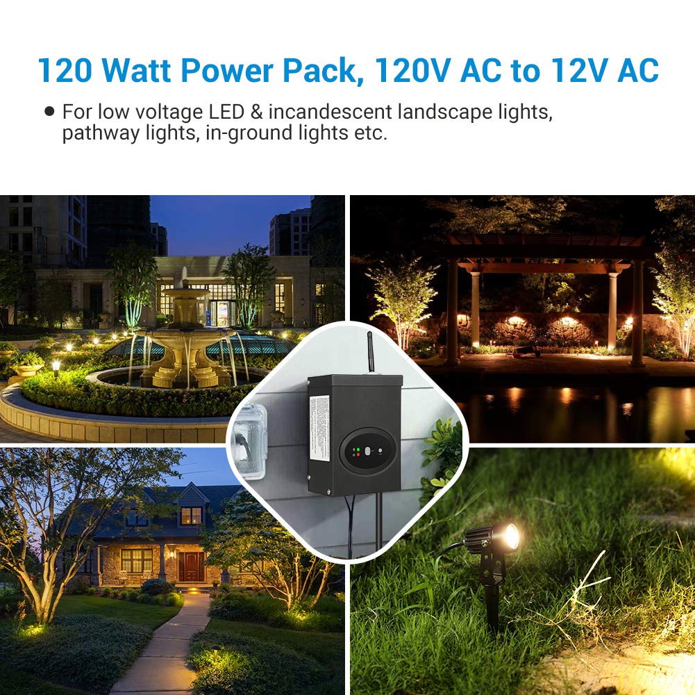 DEWENWILS Transformador inteligente de bajo voltaje Wi-Fi de 120 W, horario y temporizador, compatible con Alexa y Google Home, 120 V CA a 12 V CA,