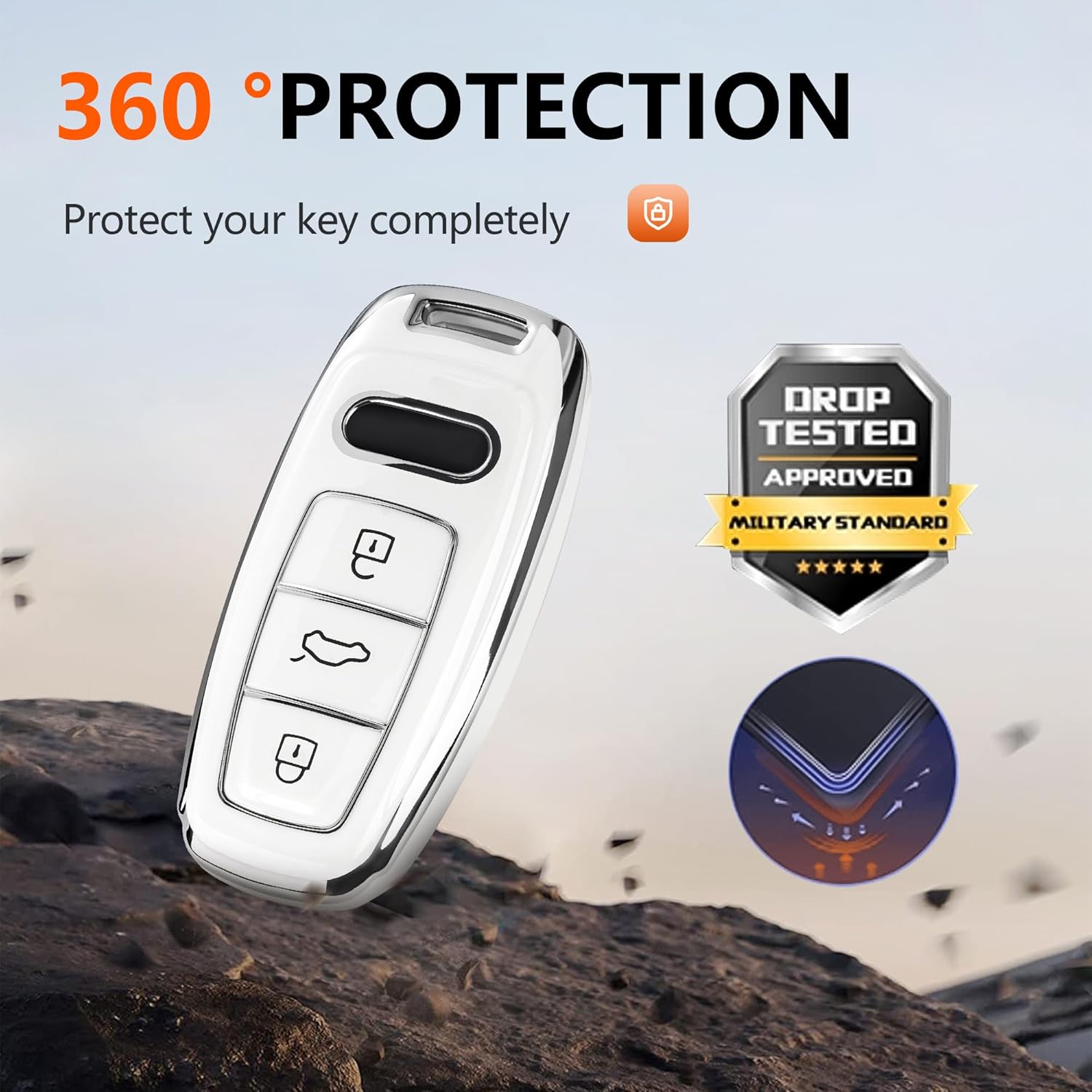 Funda para llavero Audi compatible con Audi A3 A6 A7 A8 E-Tron S3 S6 RS6 S7 RS7 Q7 SQ7 Q8 SQ8 SQ8 Smart Key Protector