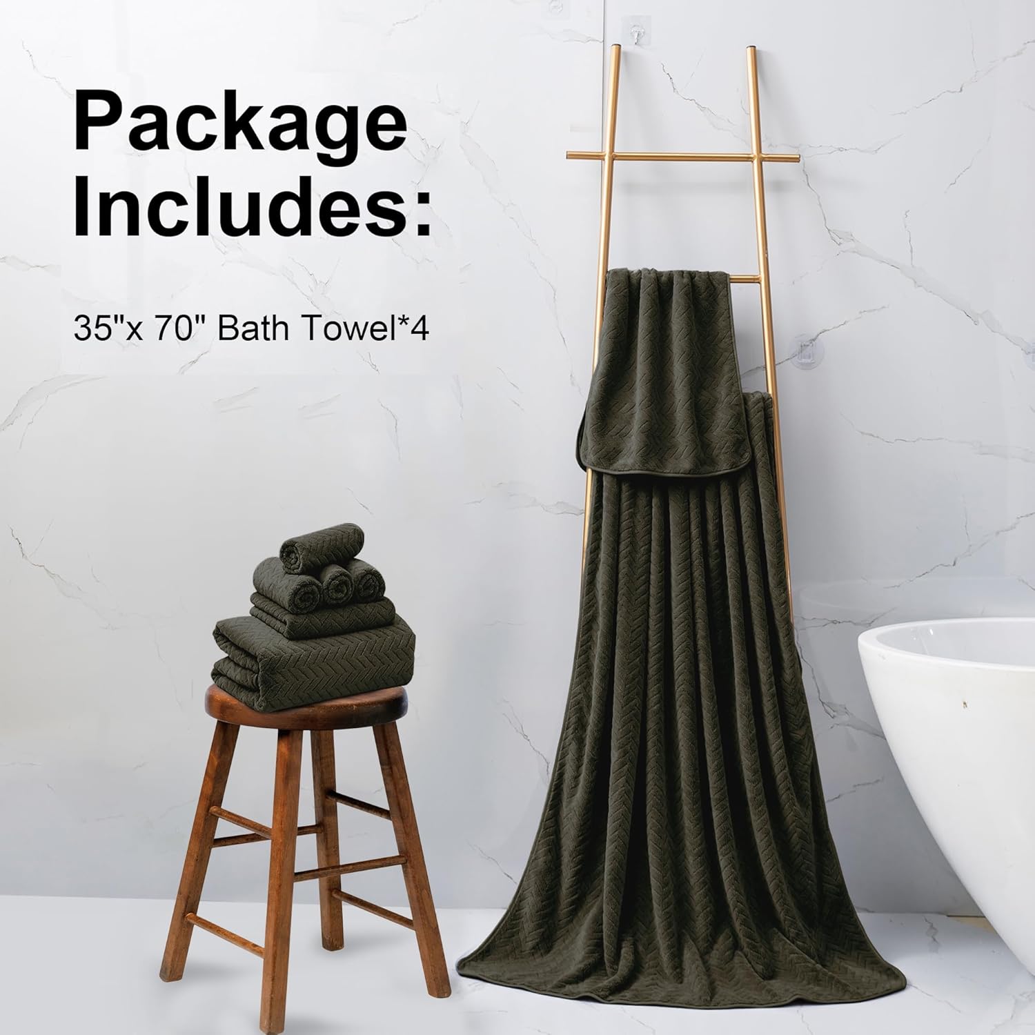 Juego de 4 toallas de baño, 35 x 70 pulgadas, altamente absorbentes, de secado rápido, toallas de baño grandes de microfibra de gran tamaño, toallas