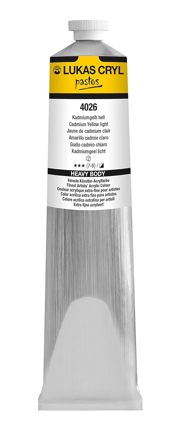 Lukas Cryl – Pintura acrílica líquida de cuerpo suave para vertido, pintura acrílica profesional de baja viscosidad, luz amarilla cadmio, 6.8fl oz