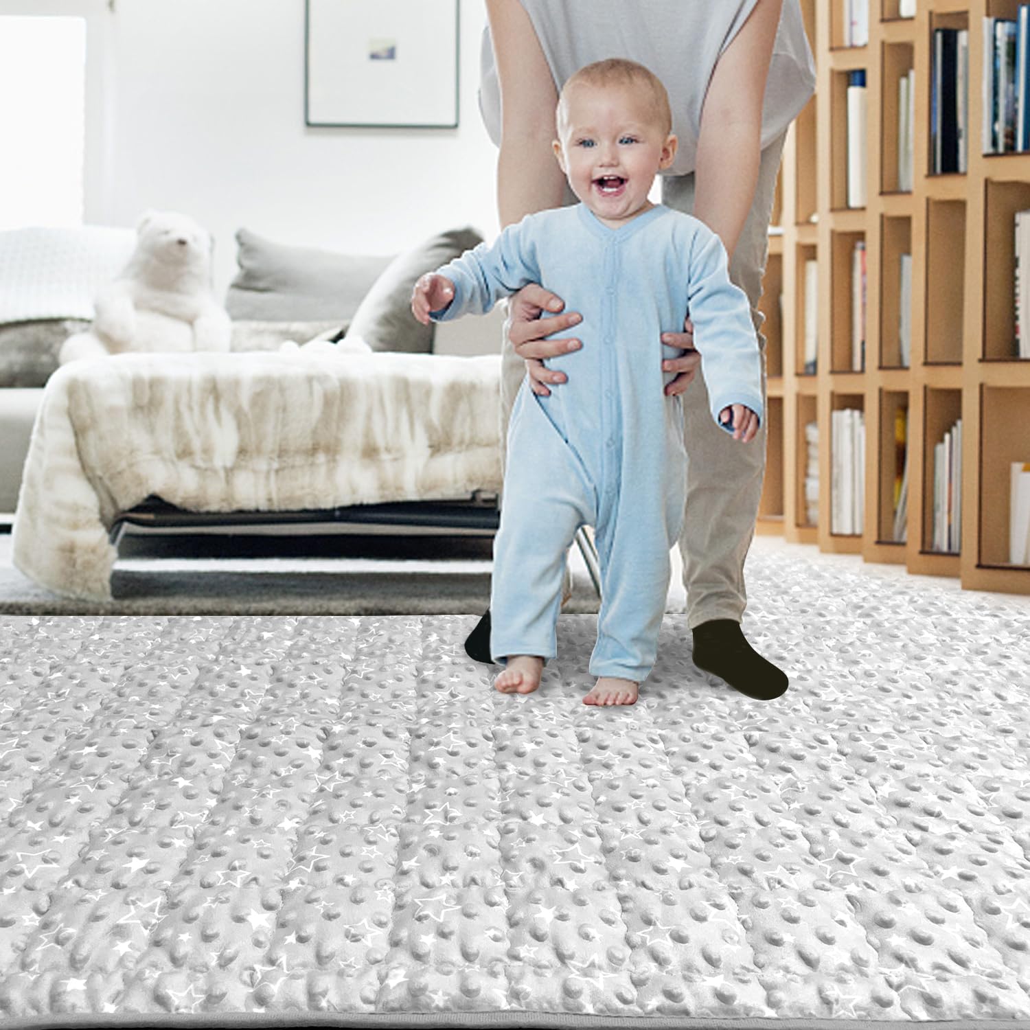 Tapetes de juego para bebés, tapete sensorial táctil para el suelo, tapete suave para el desarrollo de habilidades sensoriales y motoras, lavable a