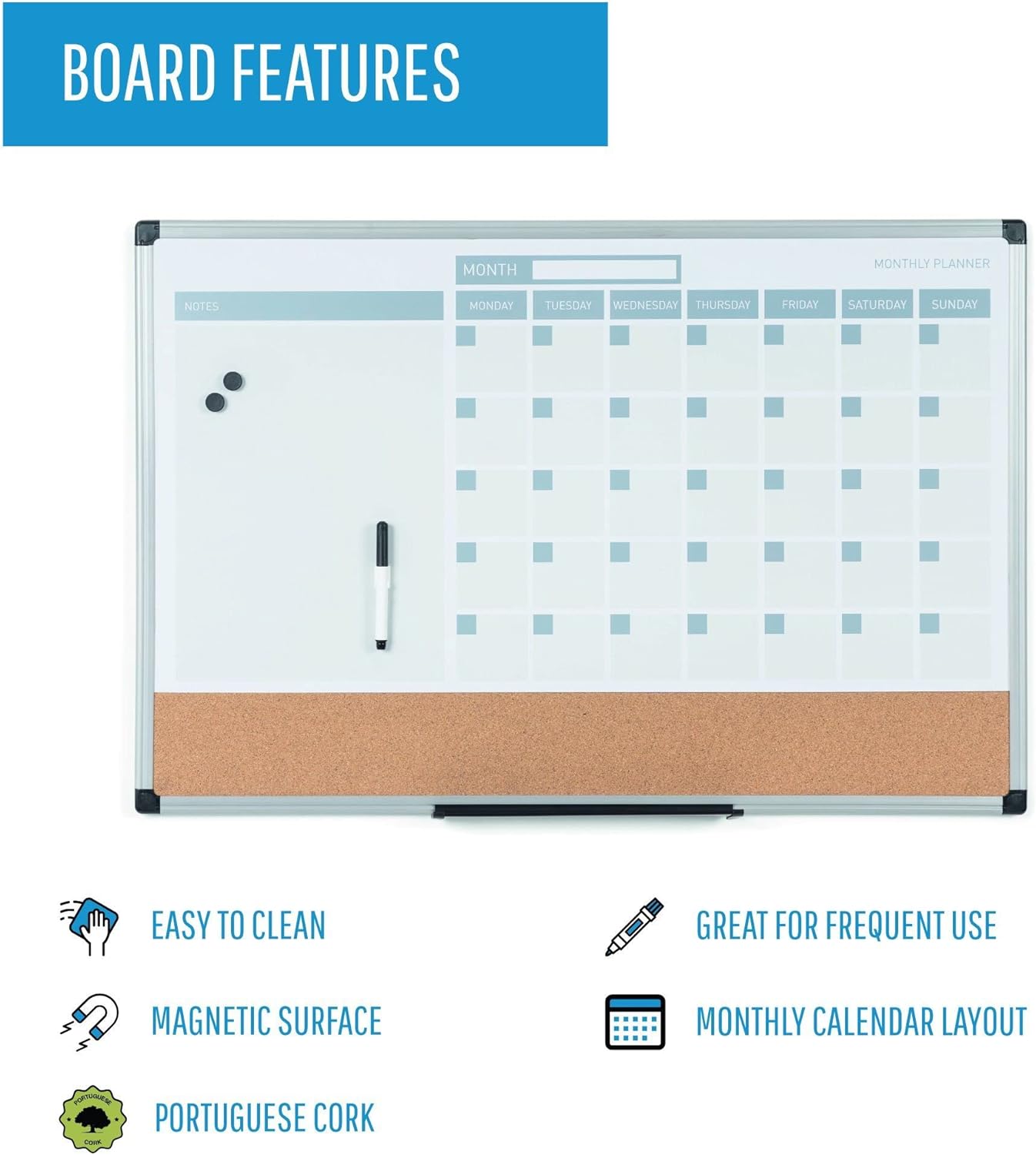 MasterVision 3-en-1Calendario seco, Blanco