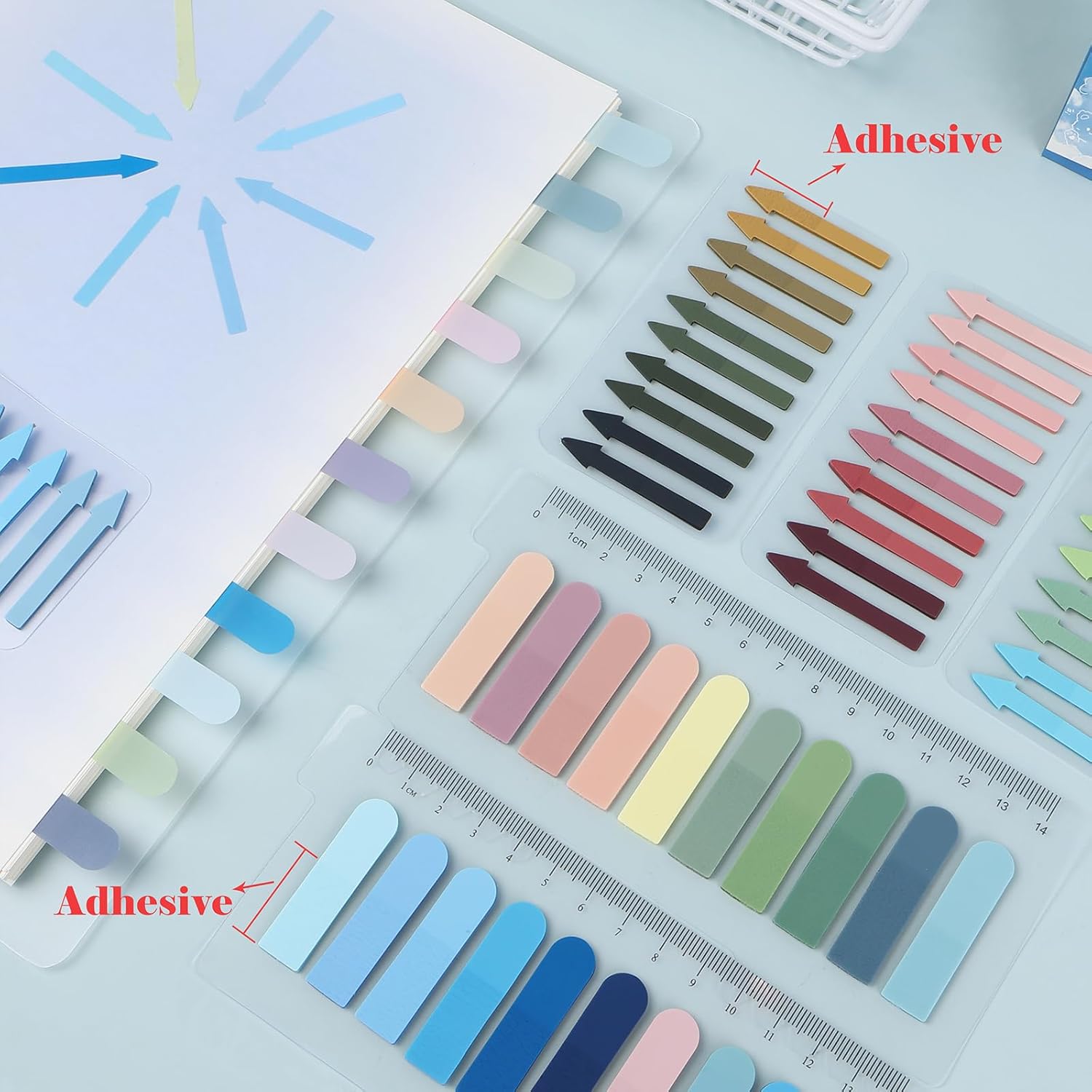 1200 pestañas adhesivas de colores reutilizables, banderas de flecha transparentes para anotar libros, marcadores de página translúcidos, pestaña de