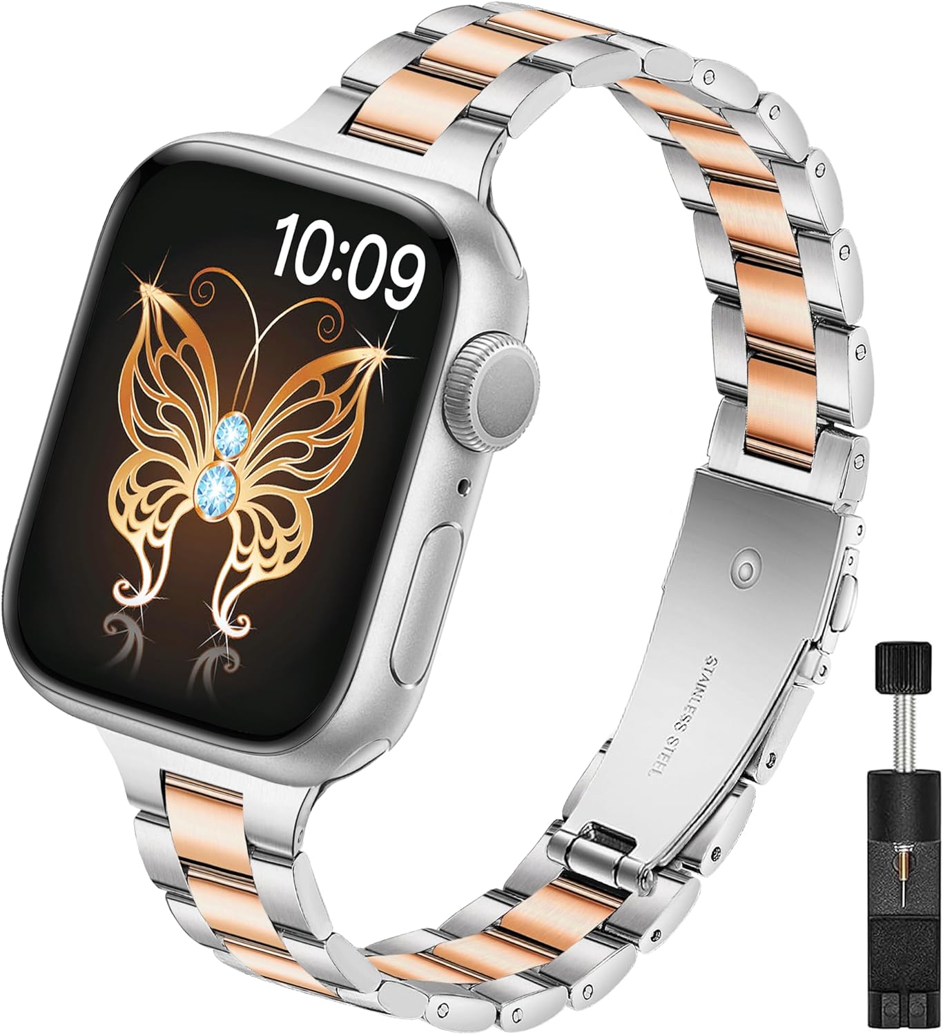 YGTIECS Correas de metal delgadas compatibles con Apple Watch Band de 1.92, 1.77, 1.73 y 1.65 pulgadas, correa de acero inoxidable para Apple Watch