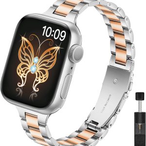 YGTIECS Correas de metal delgadas compatibles con Apple Watch Band de 1.92, 1.77, 1.73 y 1.65 pulgadas, correa de acero inoxidable para Apple Watch YGTIECS Correas de metal delgadas compatibles con Apple Watch Band de 1.92, 1.77, 1.73 y 1.65 pulgadas, correa de acero inoxidable para Apple Watch