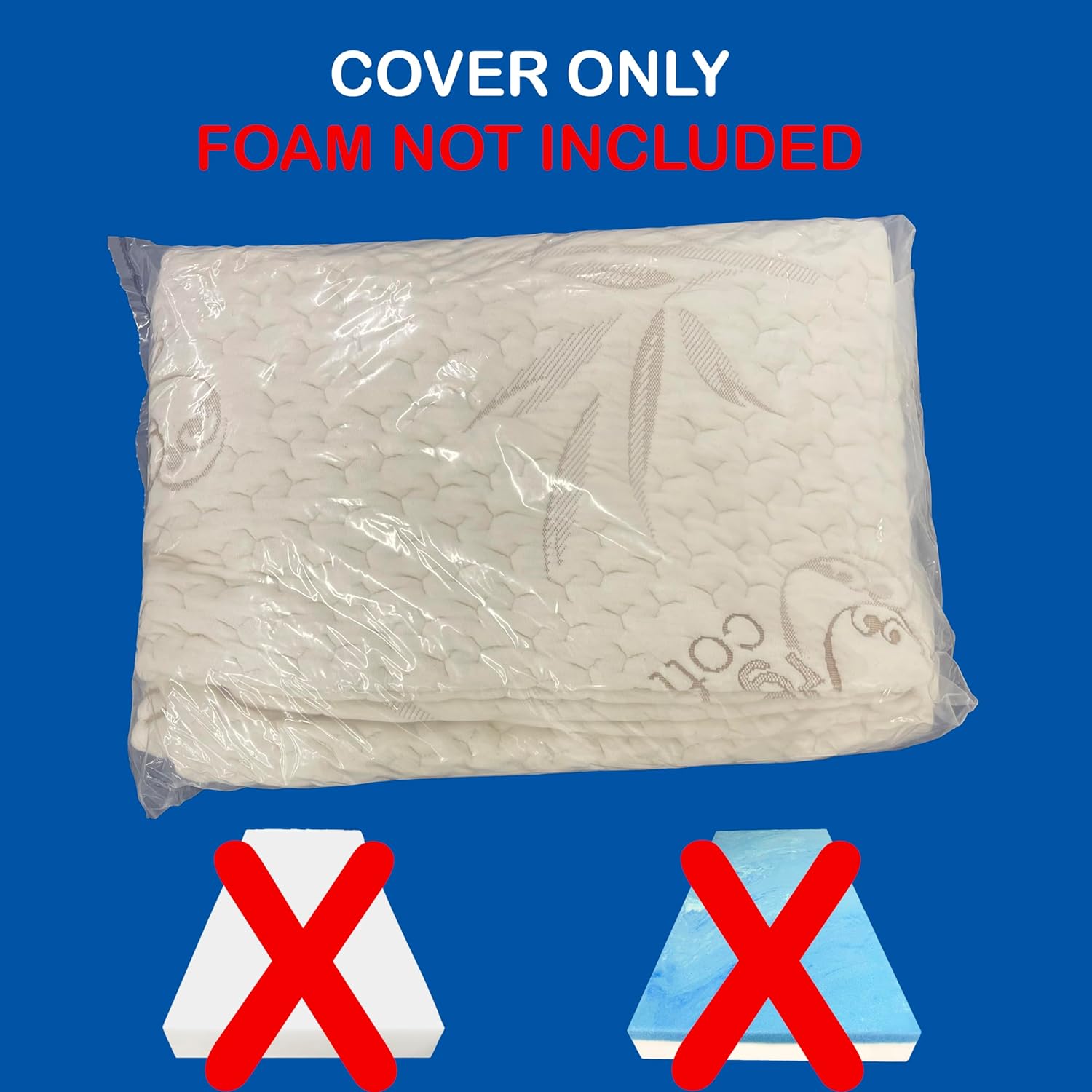 FoamRush Funda de colchón de 10 pulgadas tamaño matrimonial (53 x 75 pulgadas), suave, ajustada, con cremallera, repuesto de algodón premium,