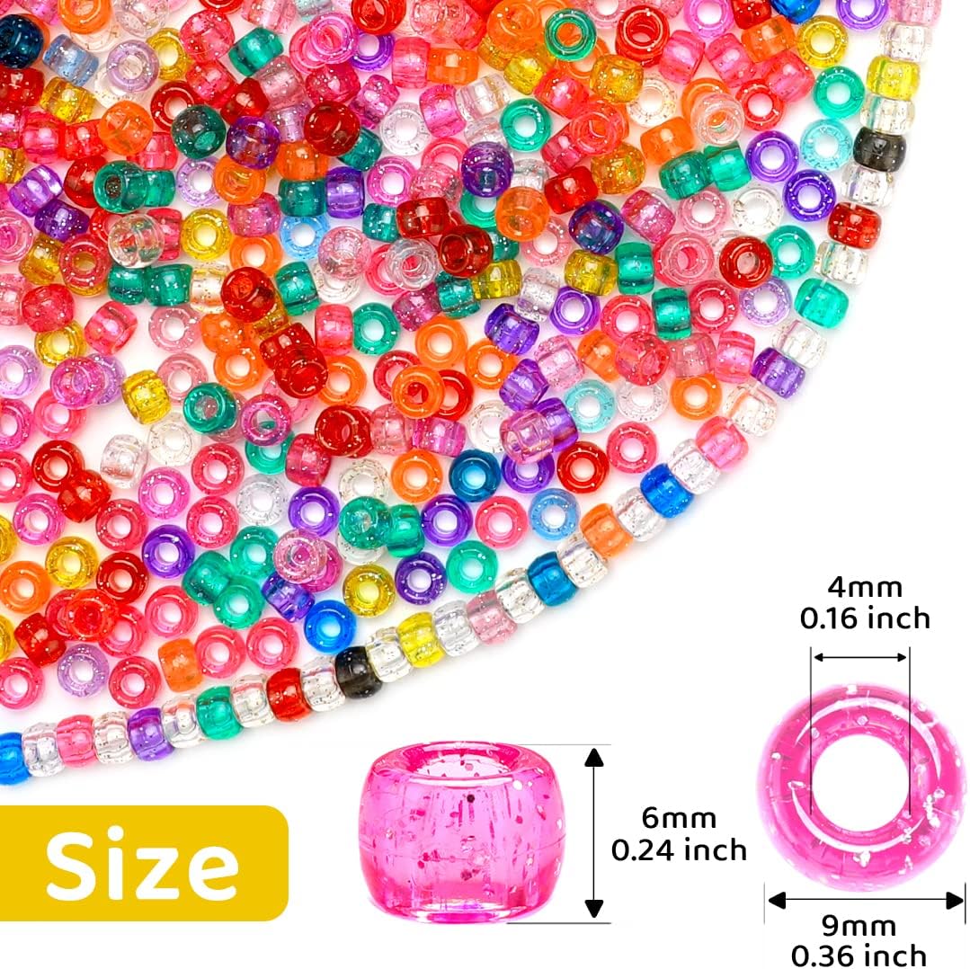 1000 cuentas de pony con purpurina de ciruela (0.23 x 0.315 pulgadas), cuentas para manualidades, cuentas para hacer joyas, cuentas de poni a