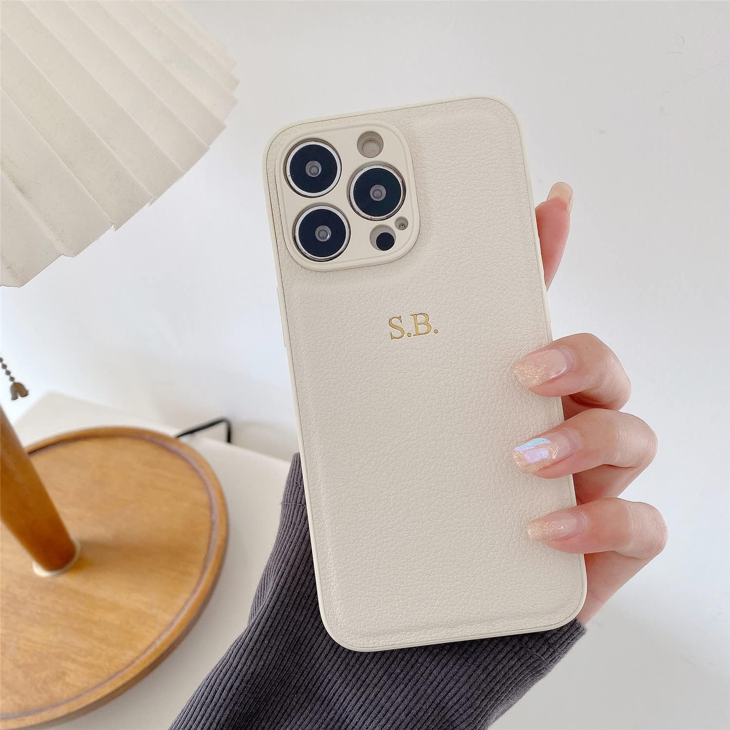 Personalizar – Funda suave de piel sintética con letras iniciales doradas y plateadas para iPhone 14, 12, Pro, Xs, Max, 13, Mini, 11 X, XR, 7, 8