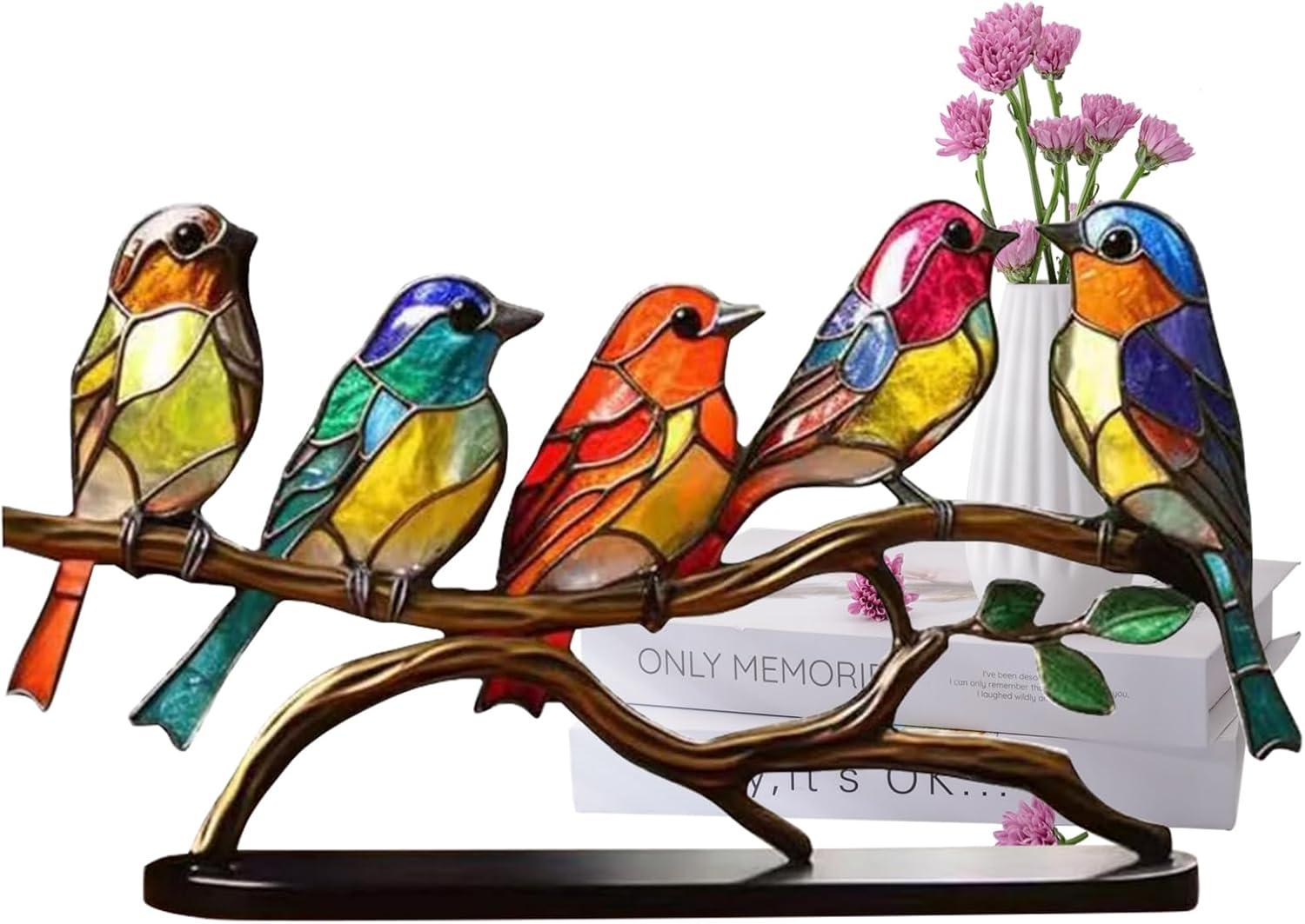 YCZCJJ Adornos de escritorio de pájaros en una rama, decoración de pájaros, figuras de pájaros para decoración del hogar, regalos para los amantes