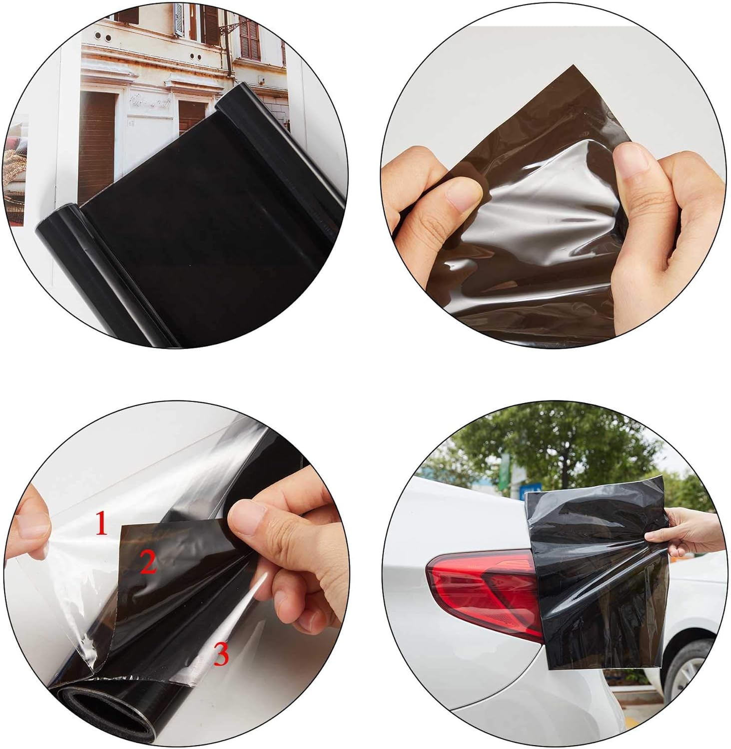 TOMALL Película de vinilo negro oscuro de 78.7 x 12 pulgadas para faros delanteros de automóvil, luces antiniebla, calcomanías autoadhesivas para