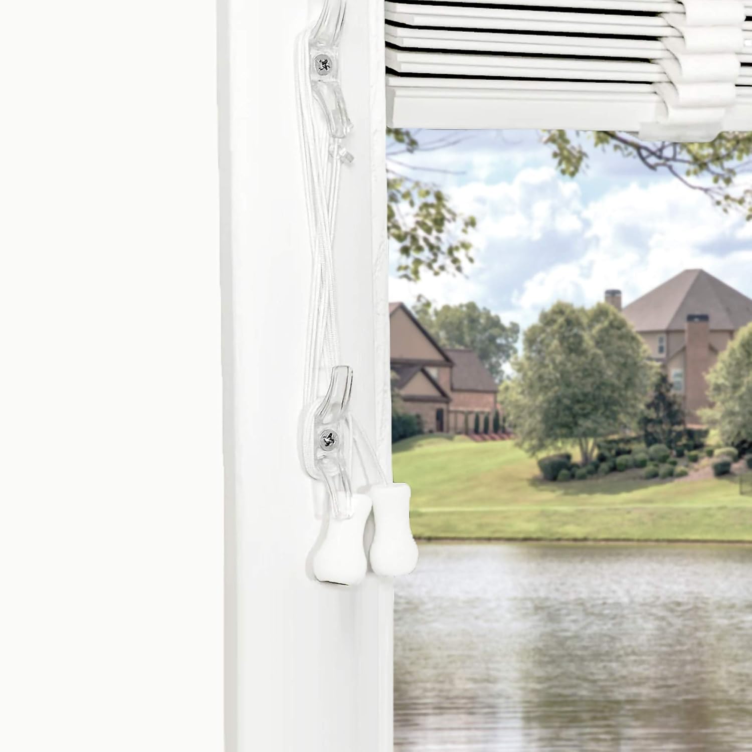 DALIX Borlas para ventanas, pomos de cordón verticales horizontales, color blanco, paquete de 15