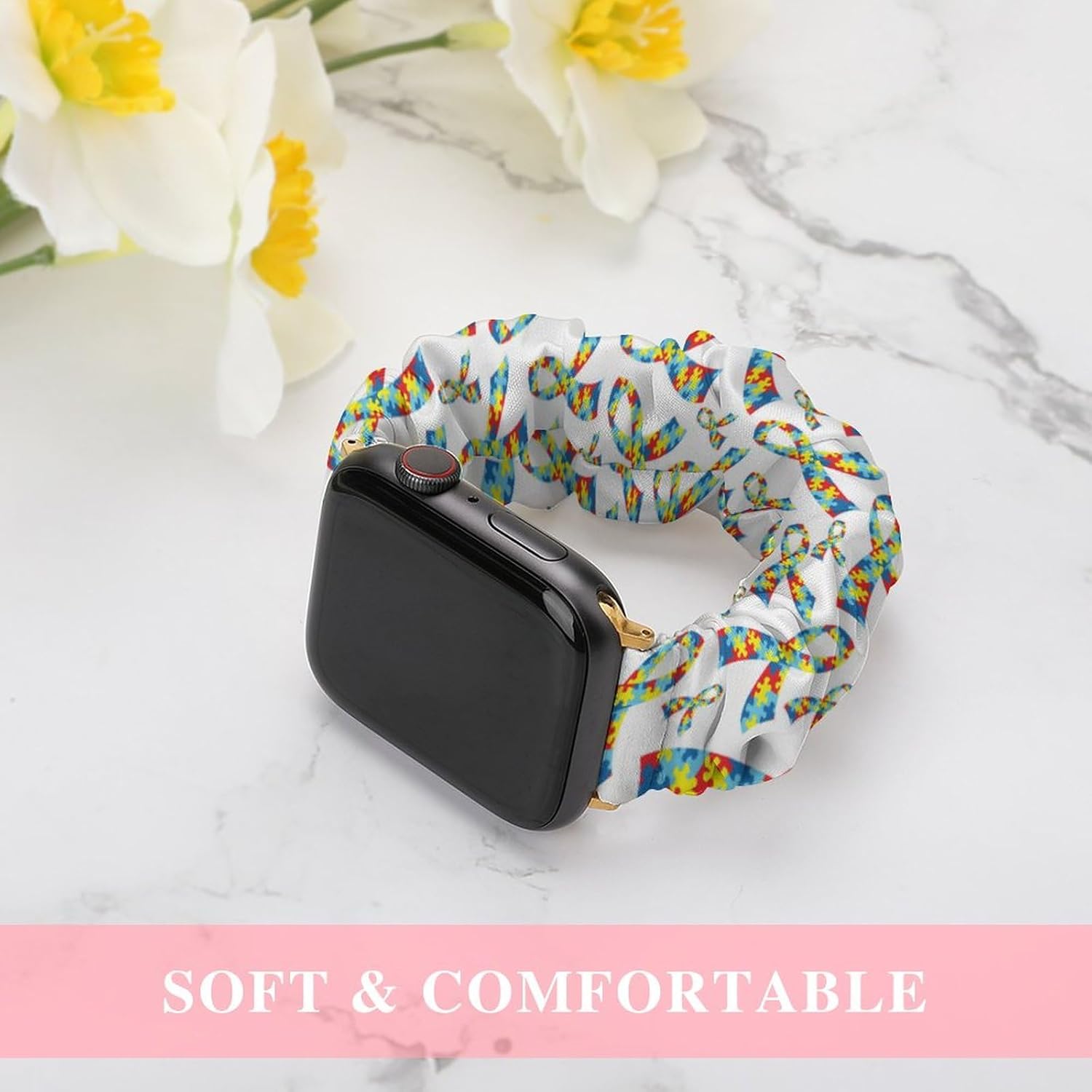 Compatible con Apple Watch Band Scrunchie de 1.496 pulgadas, 1.575 pulgadas, 1.654 pulgadas, 1.732 pulgadas, bandas elásticas para concienciación