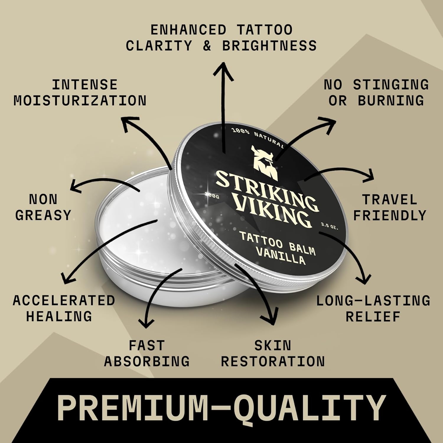 Tattoo Aftercare – Bálsamo para tatuajes con aroma a vainilla (3.5 onzas), crema de tatuaje para hidratación y curación, bálsamo de cuidado de