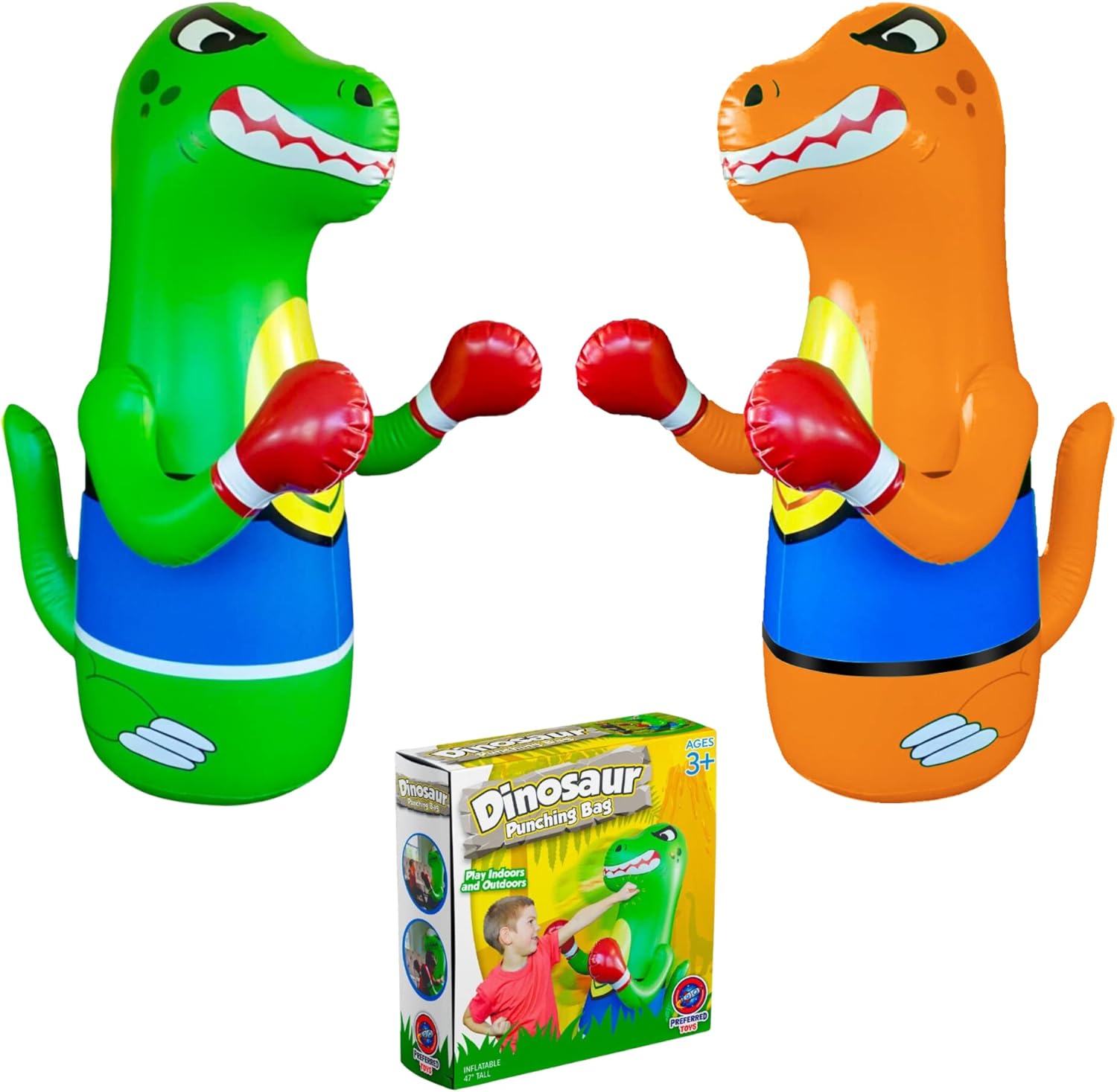 Juego de saco de boxeo inflable para niños, paquete de juguetes de boxeo inflables, dinosaurio inflable con movimiento de rebote instantáneo en la