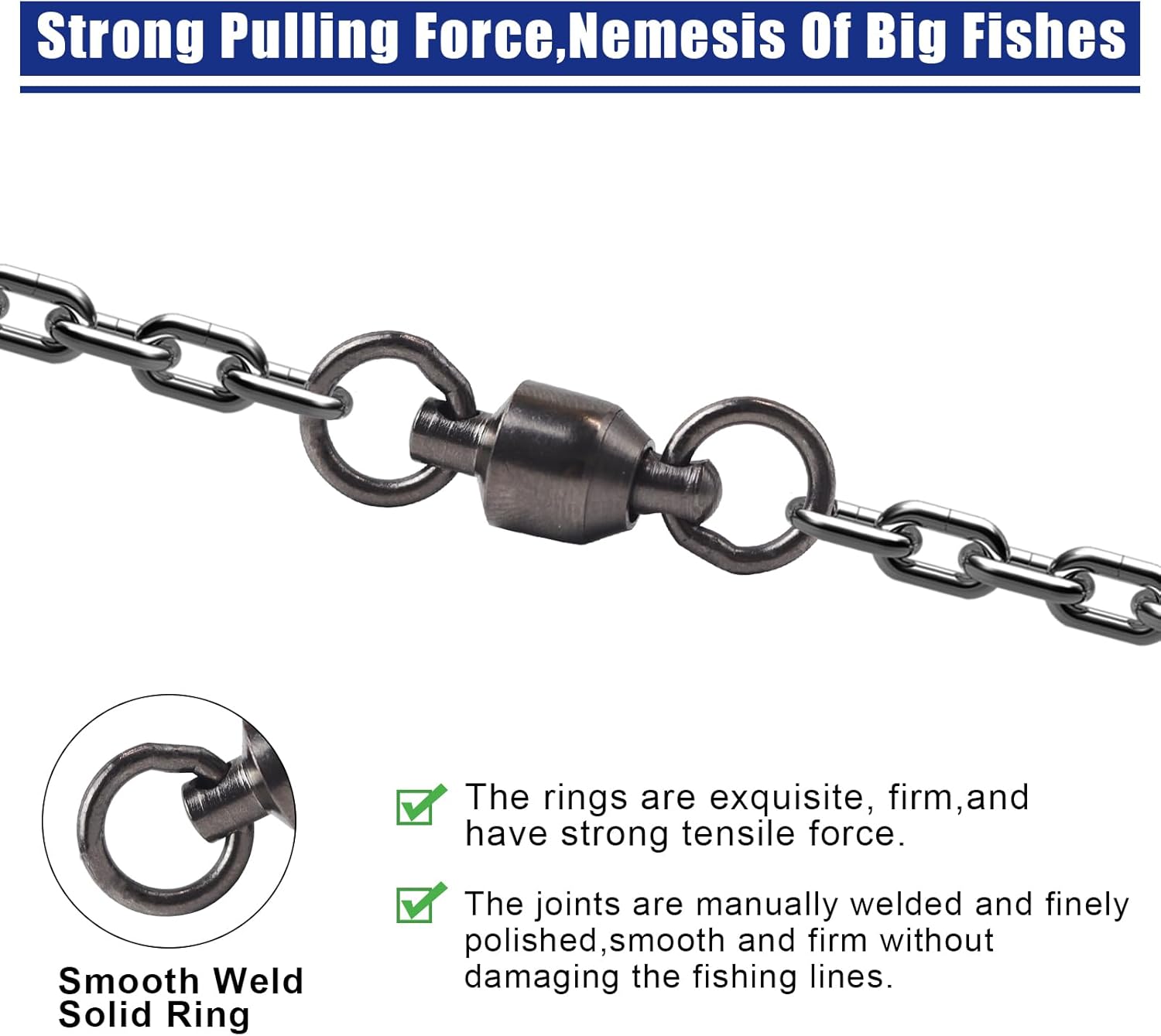 MAFIMOEA – 15-25 piezas de rodamientos de bolas de pesca, conectores giratorios de acero inoxidable, anillo de soldadura sólido de alta resistencia,