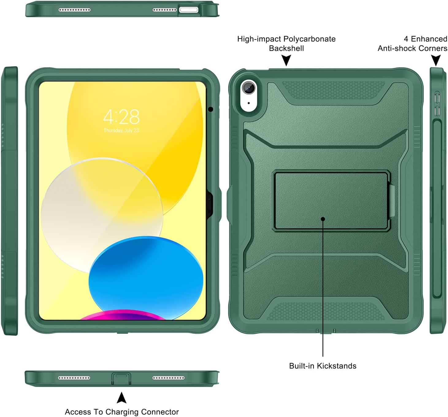Soke Funda para iPad de 10.9 pulgadas de 10.9 pulgadas 2022, con protector de pantalla integrado y soporte, funda protectora de cuerpo completo