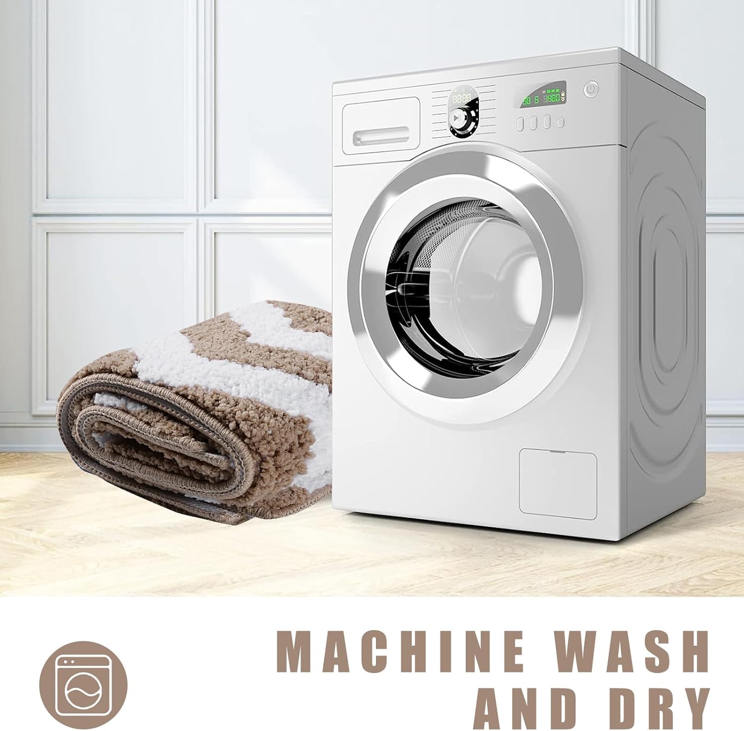 Carmoion Alfombra de baño de felpa de microfibra antideslizante, lavable a máquina y súper absorbente, cómoda y suave alfombra de baño para bañera,