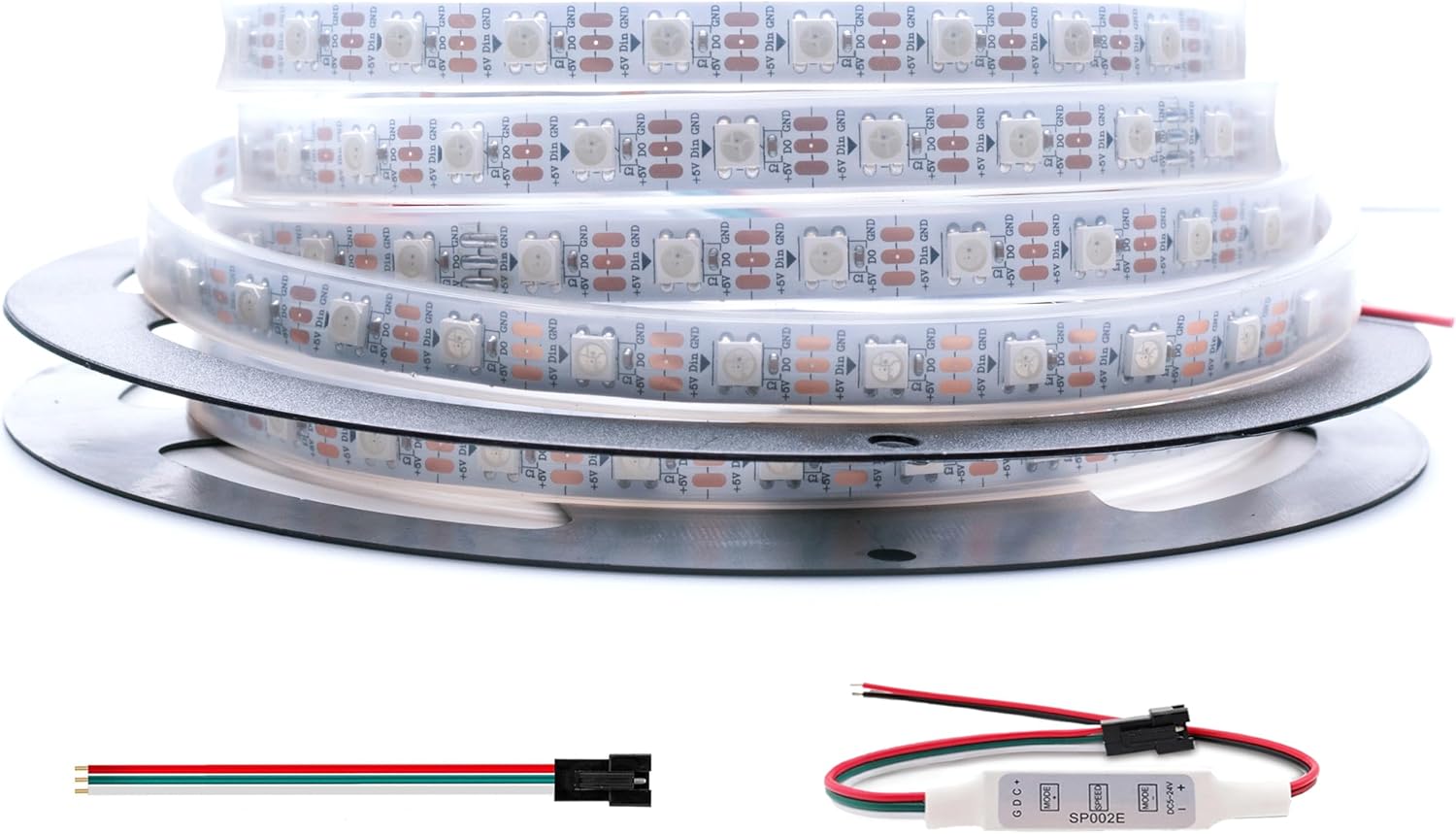 KWMSTPLT WS2812b – Tira de píxeles LED direccionable individualmente de 300 píxeles 5 M, programable, a todo color, SMD 5050 RGB, tira flexible de