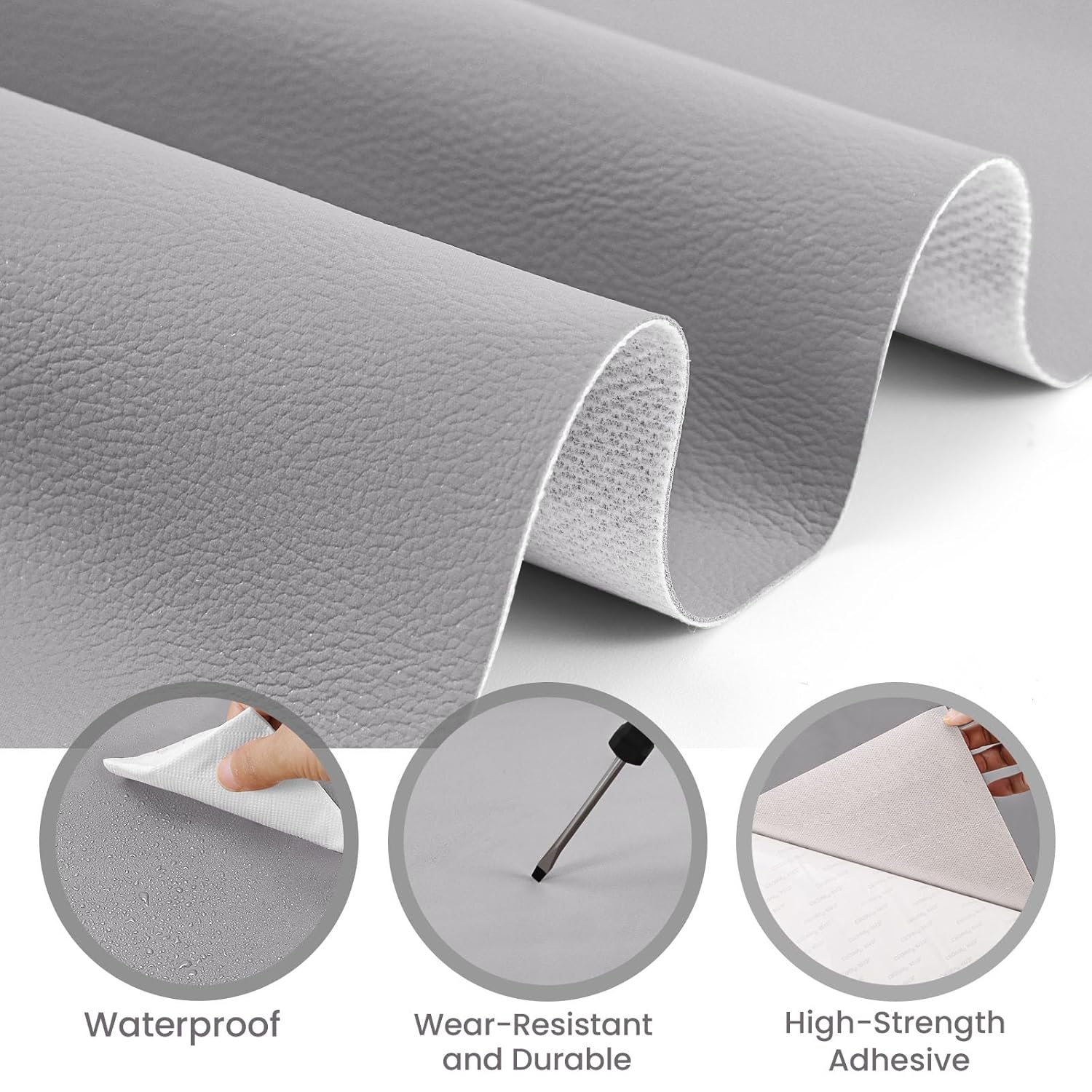 impolady Parche de reparación de cuero autoadhesivo, parches extra grandes de 17 x 79 pulgadas para muebles, cinta de cuero para reparación de