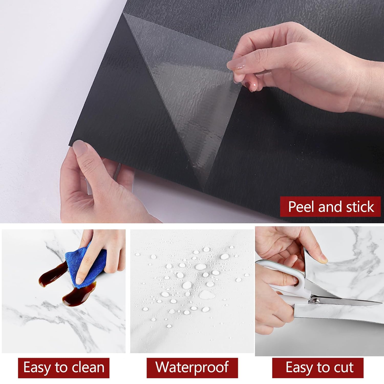 WESTICK Azulejos de suelo blancos para despegar y pegar, 20 azulejos de mármol para despegar y pegar, impermeables, suelos de vinilo autoadhesivos