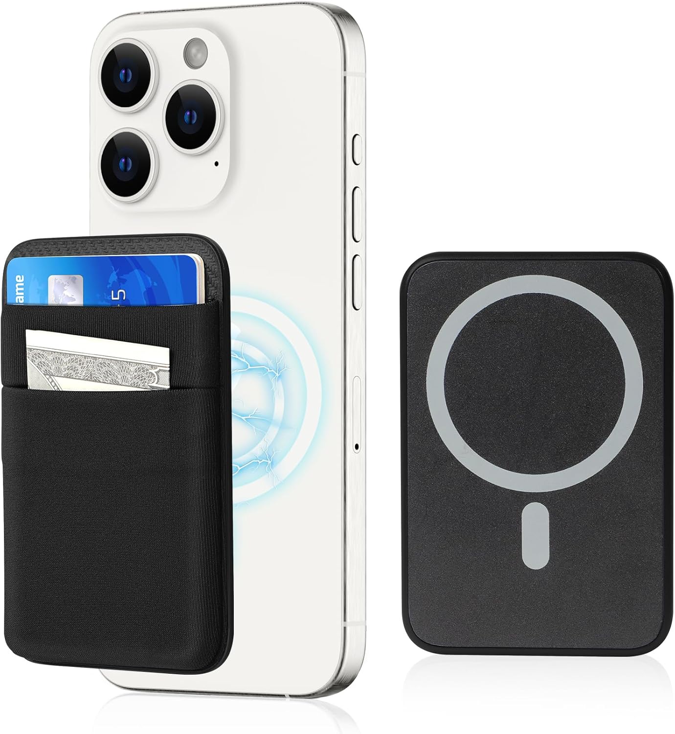 Senose Cartera magnética compatible con Magsafe, cartera magnética elástica para teléfono compatible con iPhone 15141312 MiniPlusProPro Max, funda