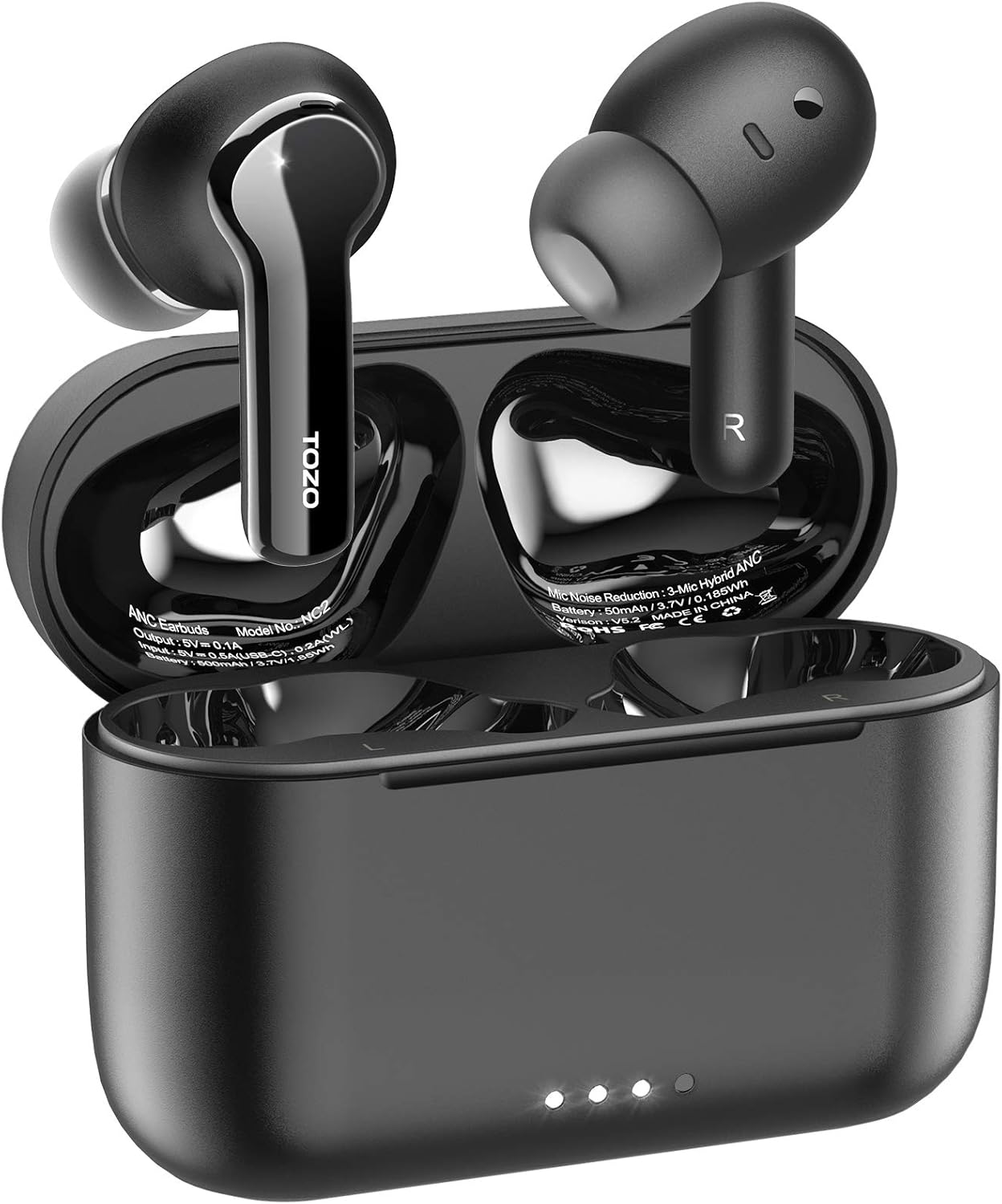 TOZO NC2 – Audífonos intraauriculares inalámbricos con cancelación activa de ruido, auriculares inalámbricos ANC con detección en el oído,