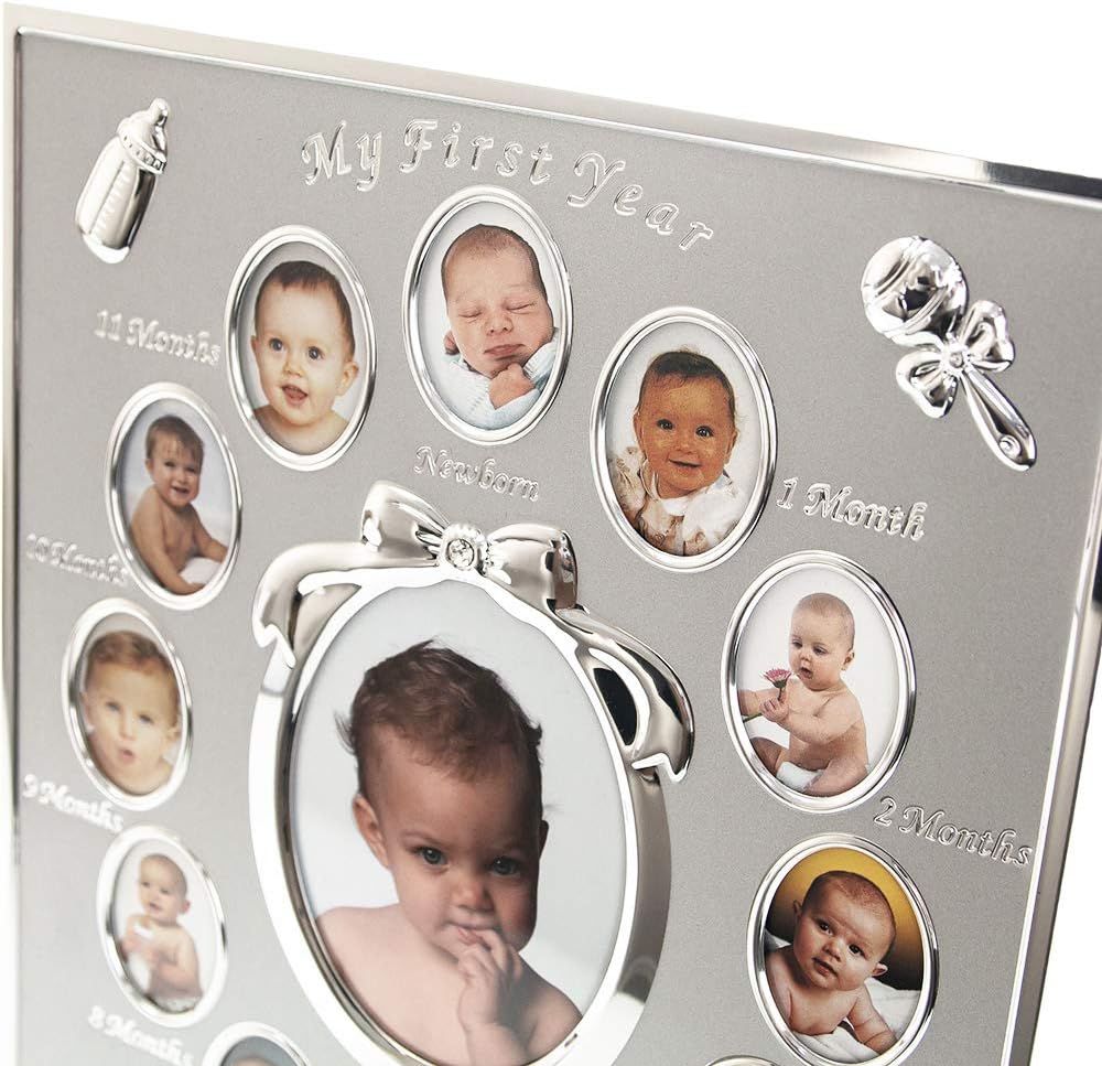 Happy Homewares Beautiful My First Year Marco de fotos decorativo mate y niquelado  Preciosa idea de regalo para bebé
