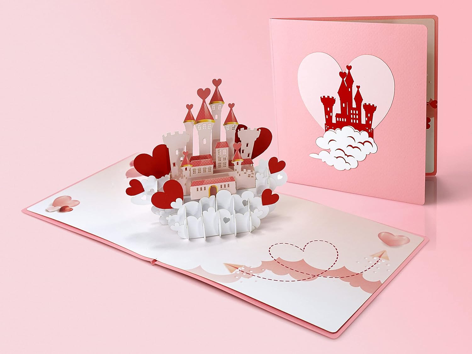 CUTPOPUP – Tarjetas troqueladas en 3D para el Día de San Valentín, con un castillo romántico, tarjeta de aniversario de boda o de cumpleaños,