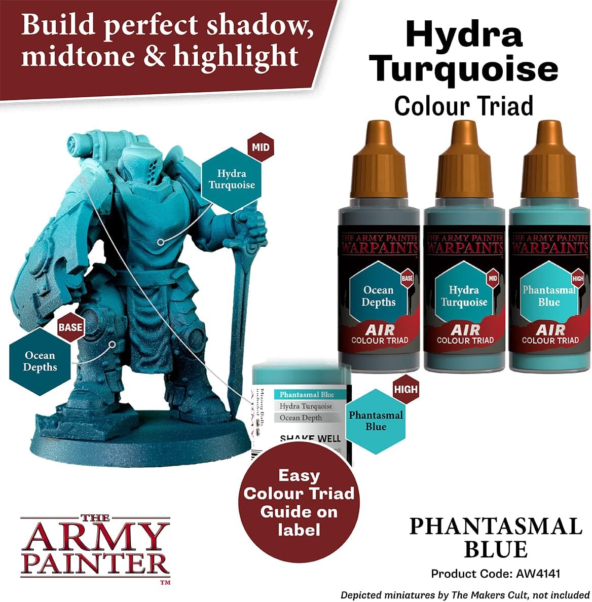 The Army Painter Warpaints Air Phantasmal Blue – Pintura no tóxica a base de agua para aerógrafo – pintura acrílica e imprimación para juegos de rol