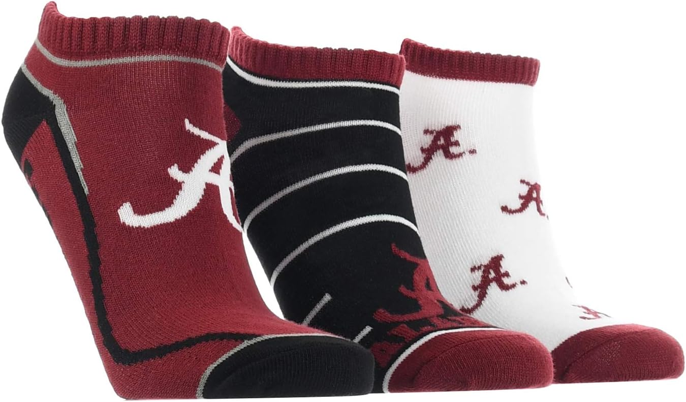 Alabama Crimson Tide – Calcetines invisibles para campo completo, paquete de 3