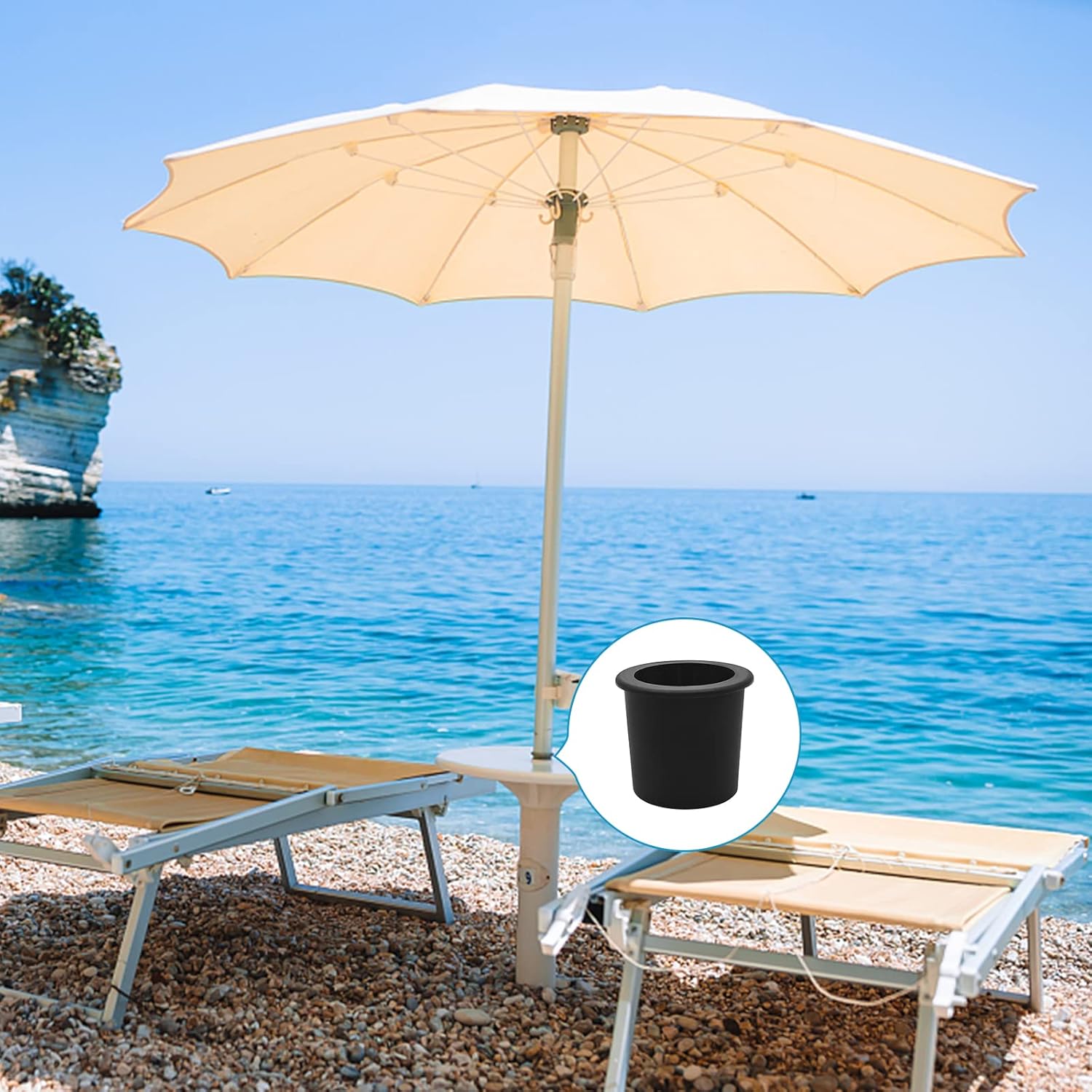 Juego de anillos y gorras para patio con cuñas, accesorios para mesa de cono, para patio, mesa de 2 pulgadas (paquete de 2, color negro)