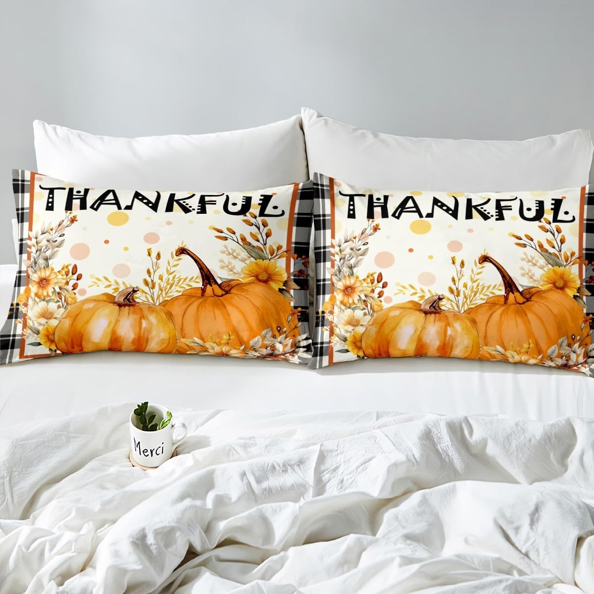 Sábana bajera ajustable de calabaza de otoño para niñas y niños, tamaño Queen, juego de ropa de cama de cosecha de otoño, juego de sábanas