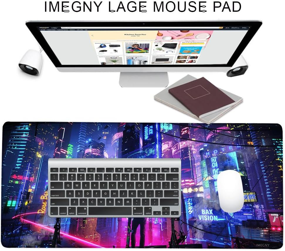 Alfombrilla de mouse extendida para juegos, alfombrilla portátil para teclado y mouse con bordes cosidos + base de goma antideslizante (90 x 40