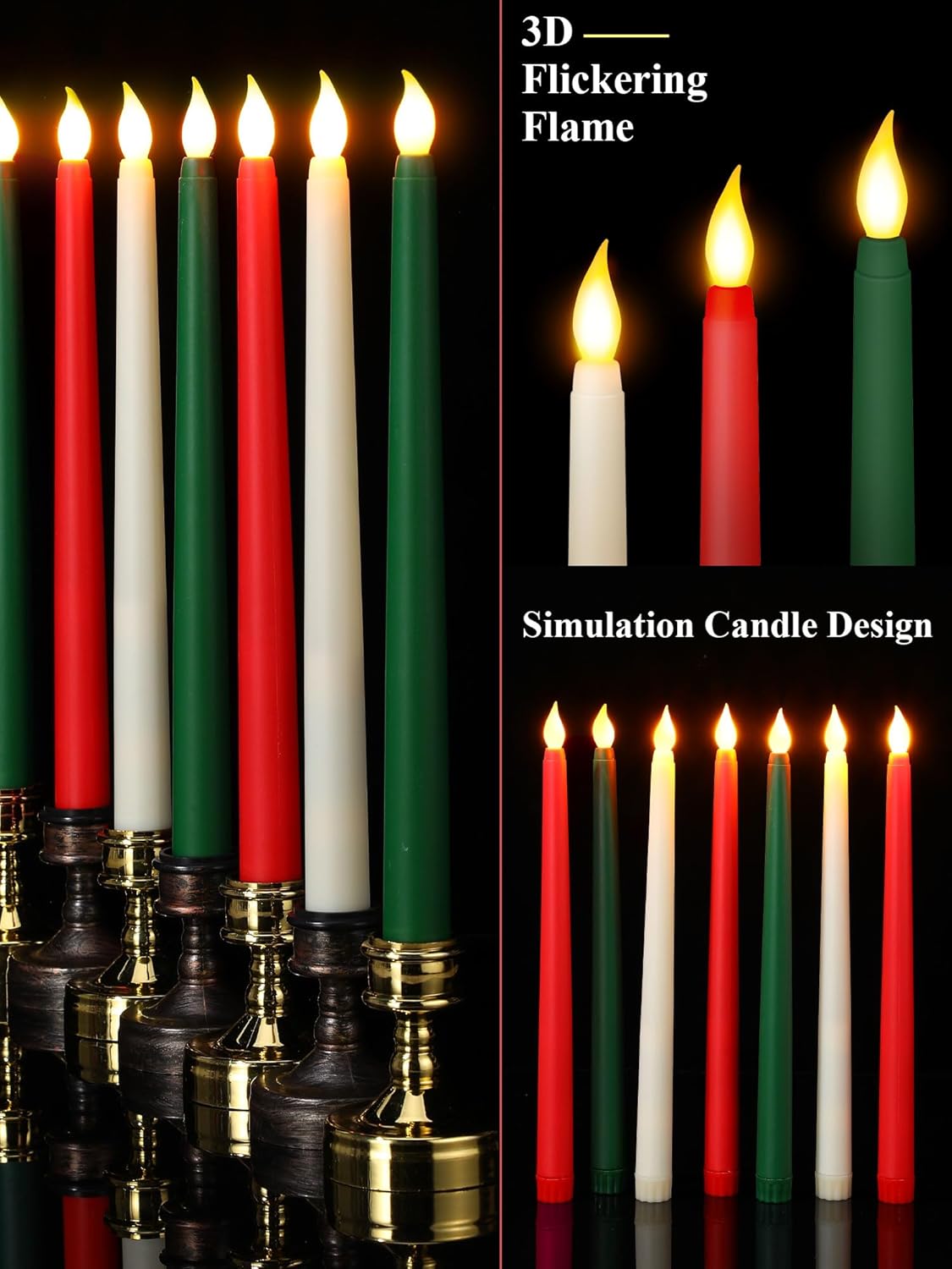 Funtery 48 velas LED sin llama, velas falsas que funcionan con pilas, velas a granel de 11 pulgadas, velas LED altas para Navidad, día de San