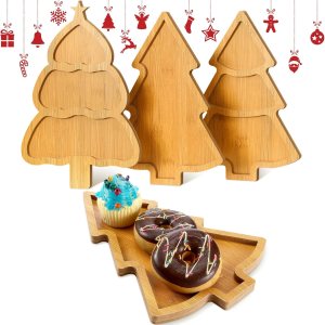 Bencailor 3 platos de madera para árbol de Navidad, bandeja para servir árbol de Navidad, tablero de árbol de Navidad con forma de tablero para Bencailor 3 platos de madera para árbol de Navidad, bandeja para servir árbol de Navidad, tablero de árbol de Navidad con forma de tablero para
