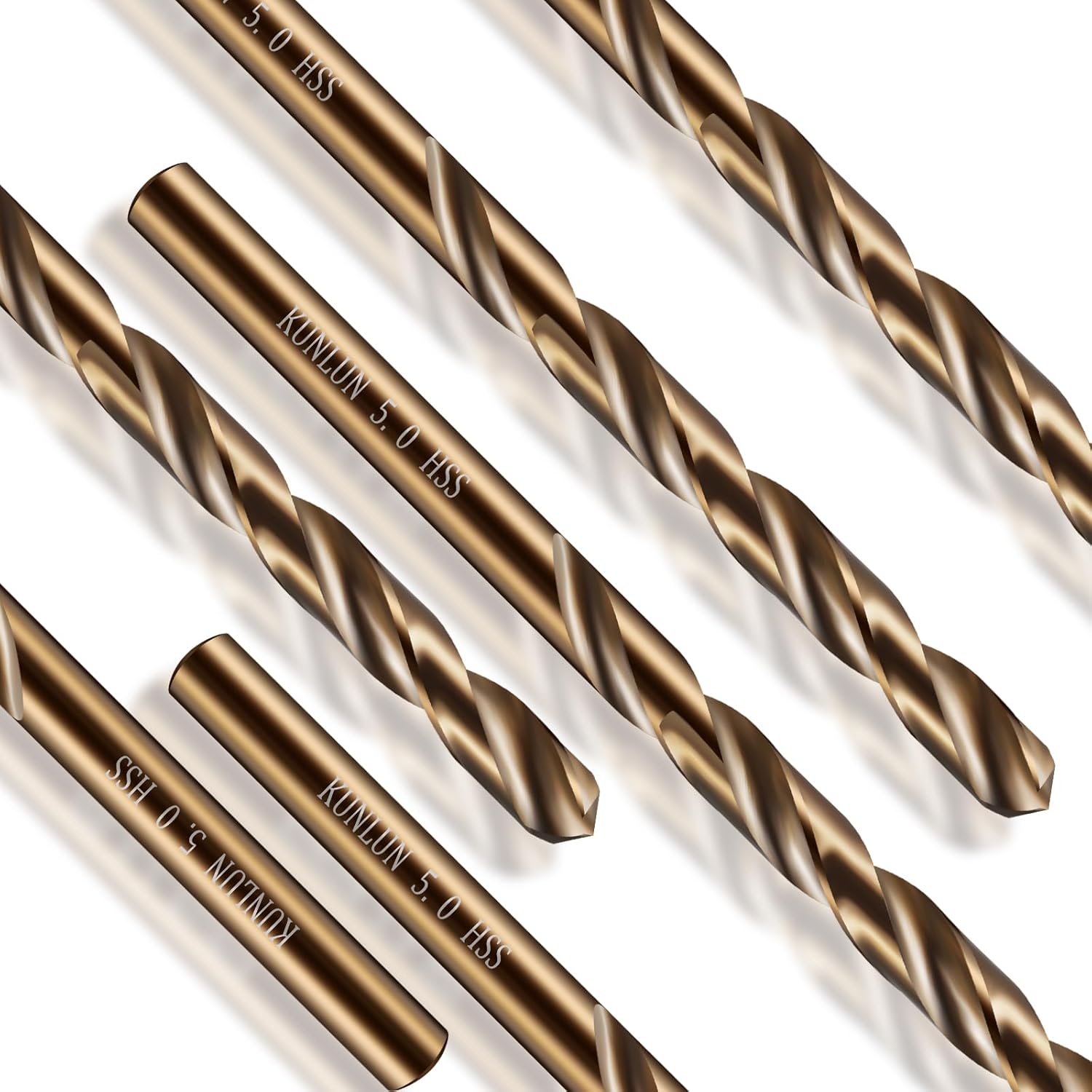 Broca de cobalto de 14 pulgadas (10 unidades), juego de brocas de metal M35 HSS para madera, metal duro, acero inoxidable, acero cobalto M35 Jobber