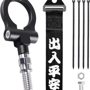 Gancho de remolque para parachoques delantero con cuerdas de correa de remolque personalizadas estilo JDM, 0.630 in para B-M W E90 E91E92 E93 X1 X3 Gancho de remolque para parachoques delantero con cuerdas de correa de remolque personalizadas estilo JDM, 0.630 in para B-M W E90 E91E92 E93 X1 X3