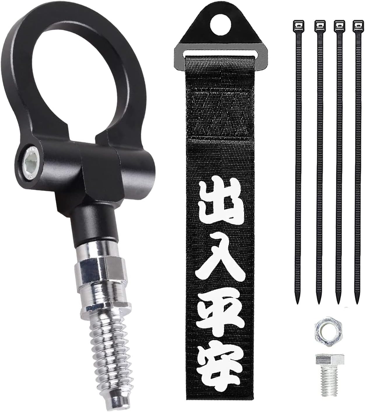 Gancho de remolque para parachoques delantero con cuerdas de correa de remolque personalizadas estilo JDM, 0.630 in para B-M W E90 E91E92 E93 X1 X3