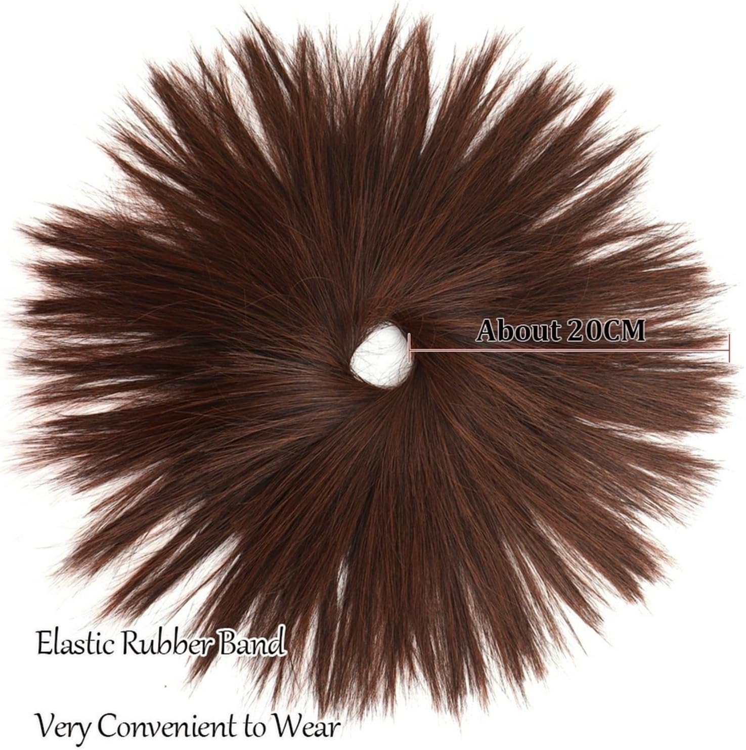 Extensiones de cabello sintético para mujer, con banda elástica para moño, esponjoso, liso, con banda elástica, moño para mujer, color negro natural
